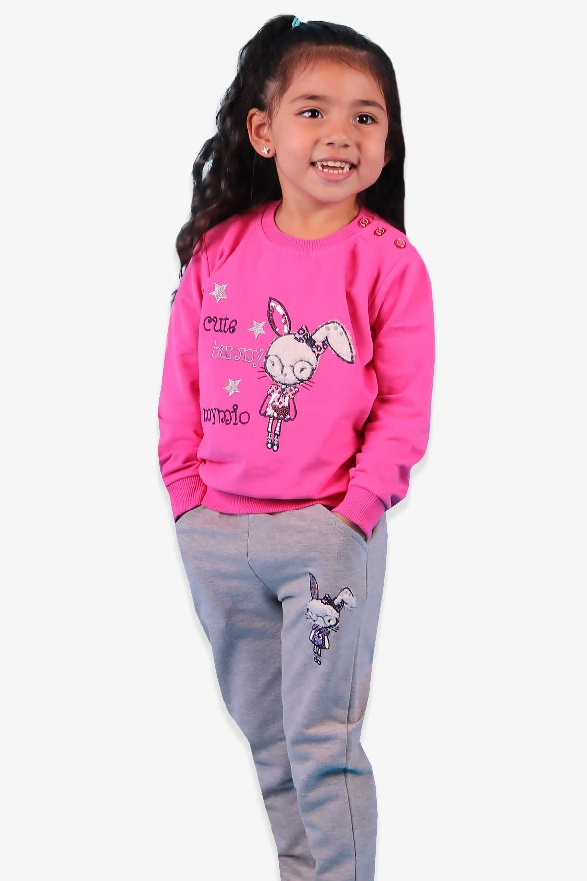 Breeze Kız Bebek Taytlı Takım Tavşanlı Pembe (9 Ay-1.5 Yaş)