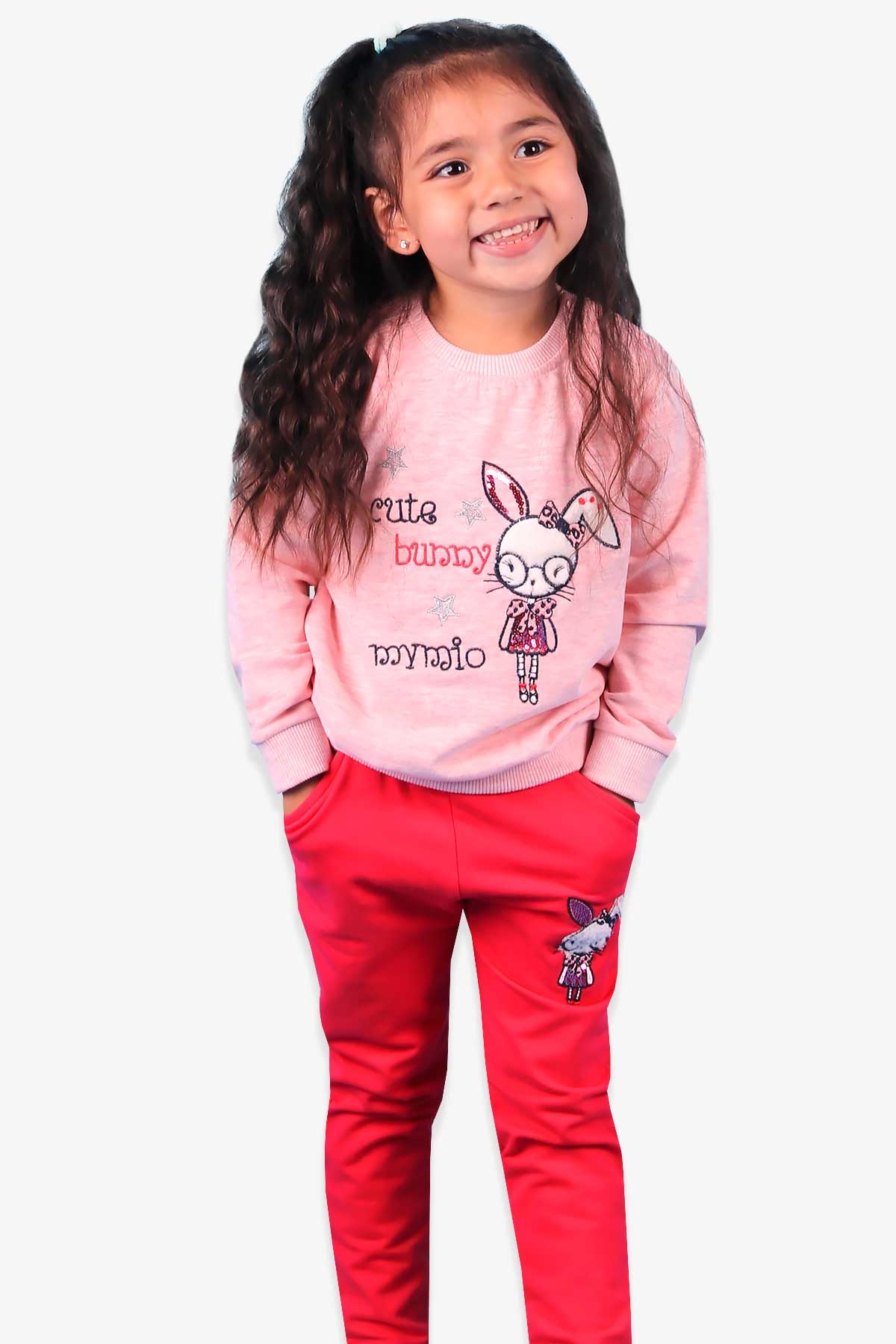 Breeze Kız Bebek Taytlı Takım Tavşanlı Somon (9 Ay-1.5 Yaş)