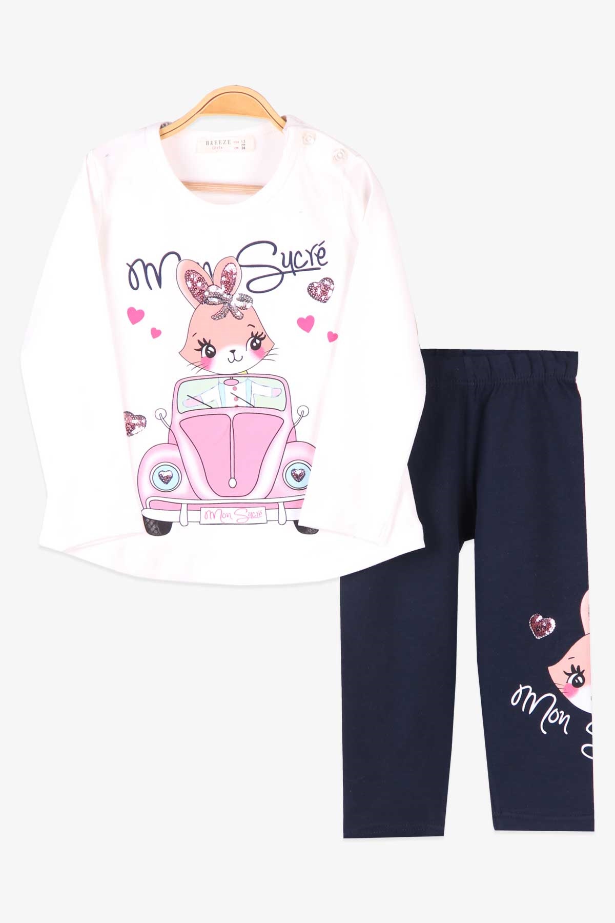 Breeze Kız Bebek Taytlı Takım Tavşanlı Pullu Ekru (1.5 Yaş)