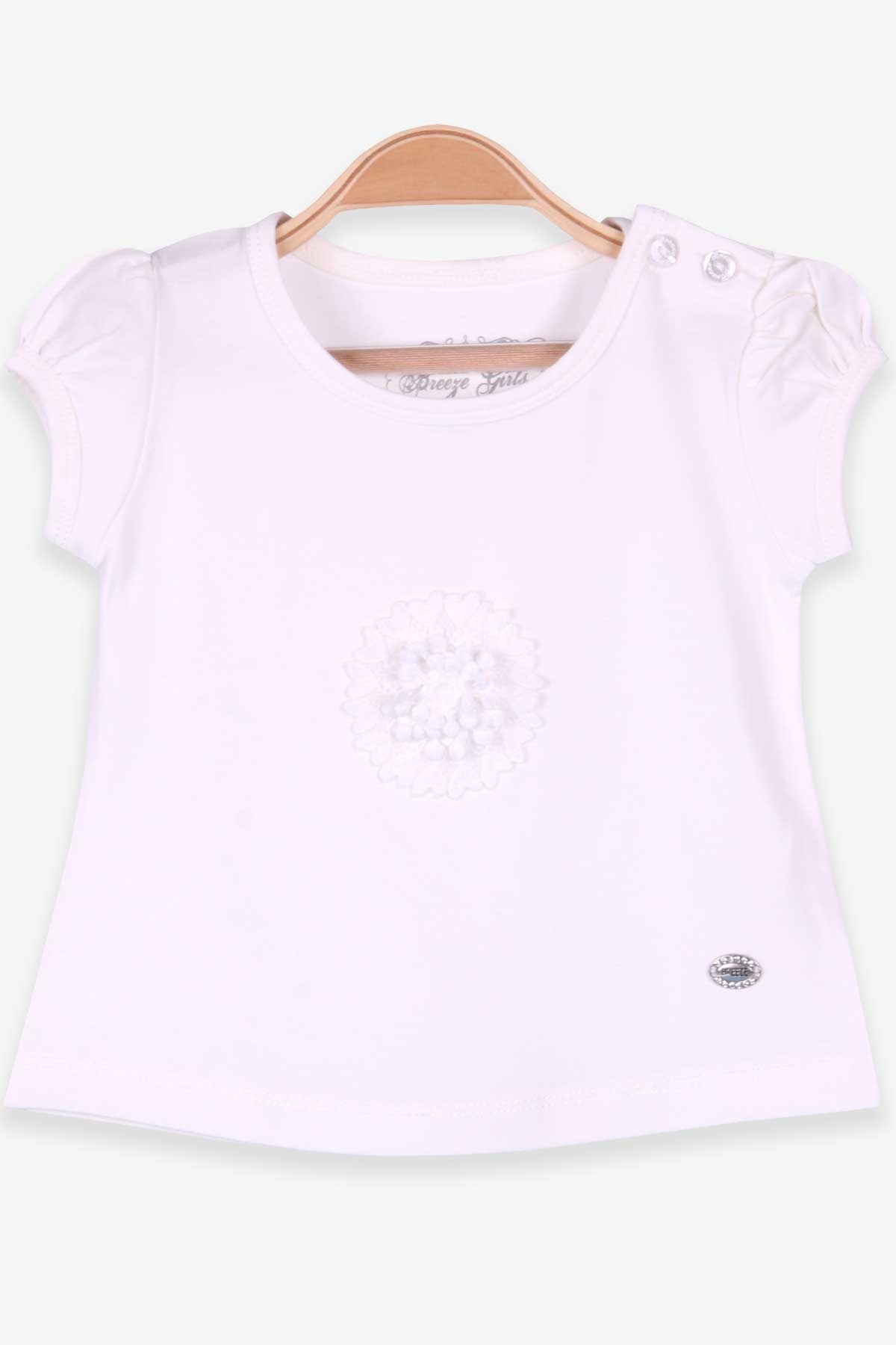 Breeze Kız Bebek Tişört Çiçekli Nakışlı Ekru (9 Ay-1.5 Yaş)