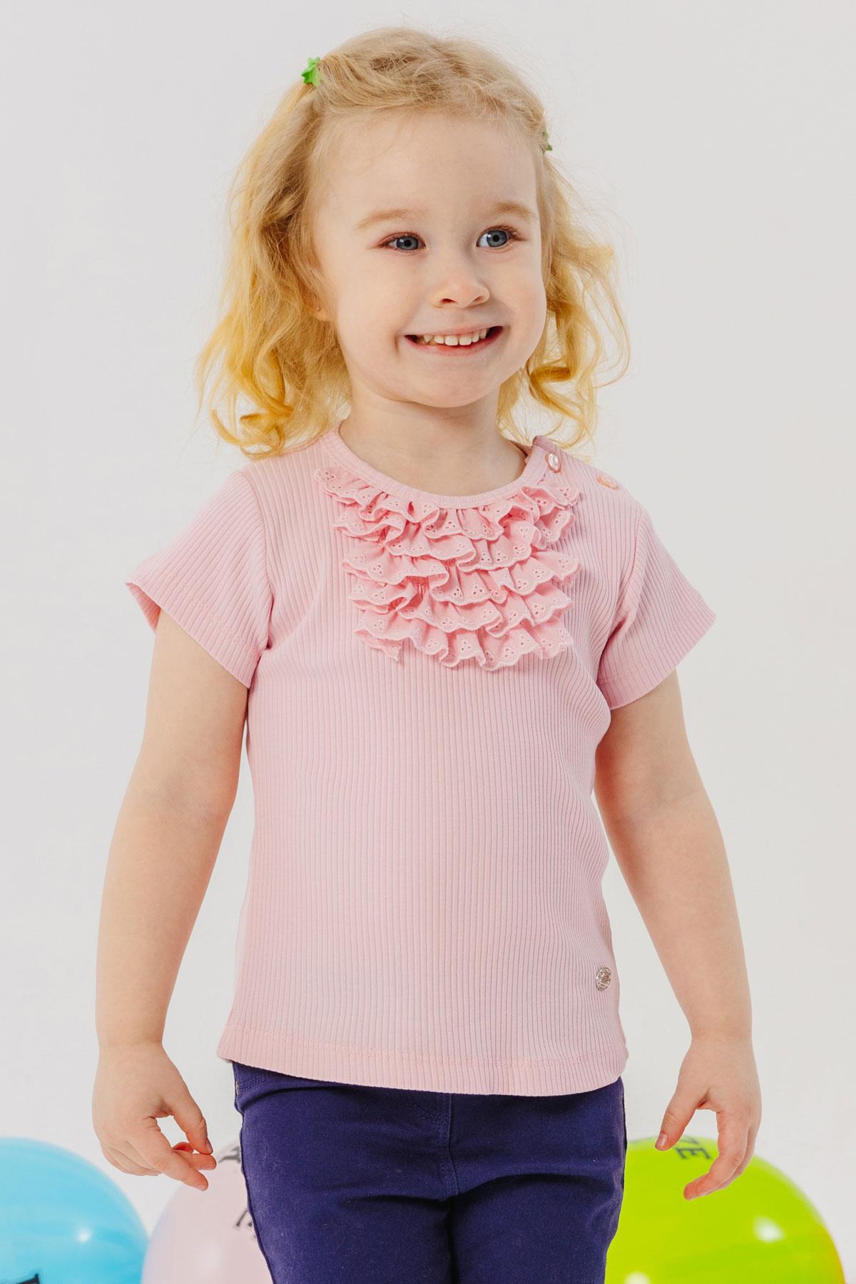 Breeze Kız Bebek Tişört Güpürlü Armalı Somon (9 Ay-3 Yaş)