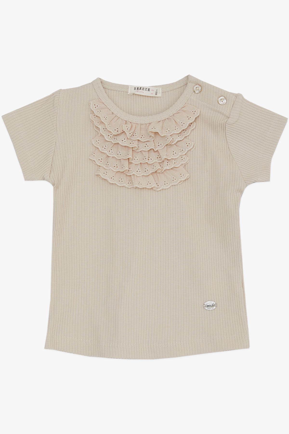 Breeze Kız Bebek Tişört Güpürlü Armalı Bej (9 Ay-3 Yaş)