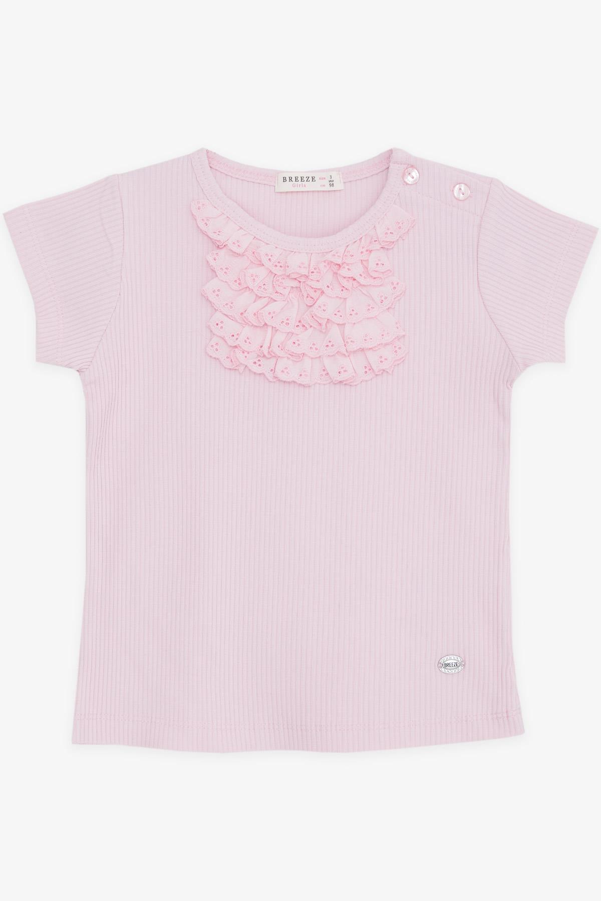 Breeze Kız Bebek Tişört Güpürlü Armalı Pembe (9 Ay-3 Yaş)