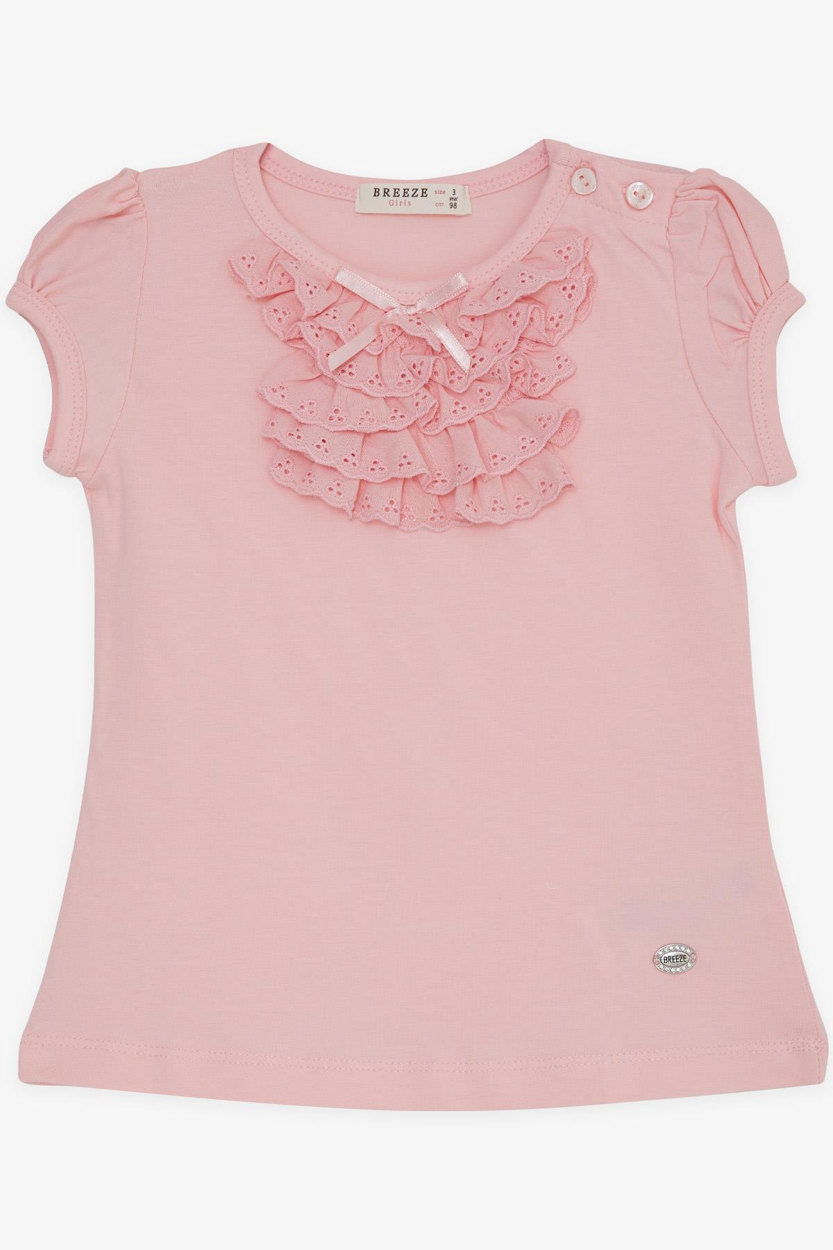 Breeze Kız Bebek Tişört Güpürlü Pembe (9 Ay-3 Yaş)