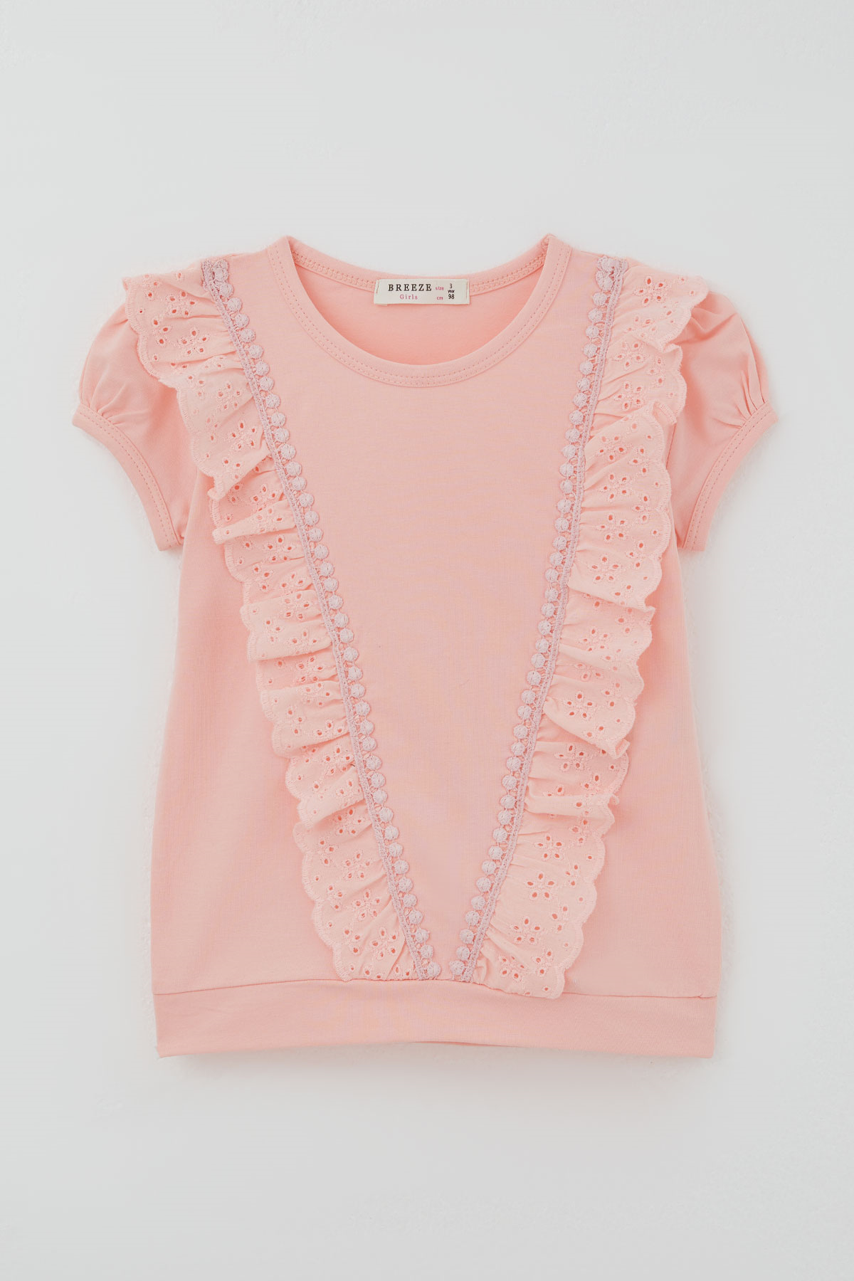Breeze Kız Bebek Tişört Güpürlü Somon (1.5-5 Yaş)