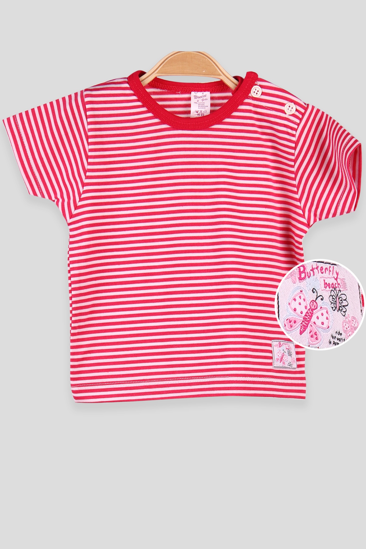 Breeze Kız Bebek Tişört Patlı Çizgili Fuşya (1-4 Yaş)