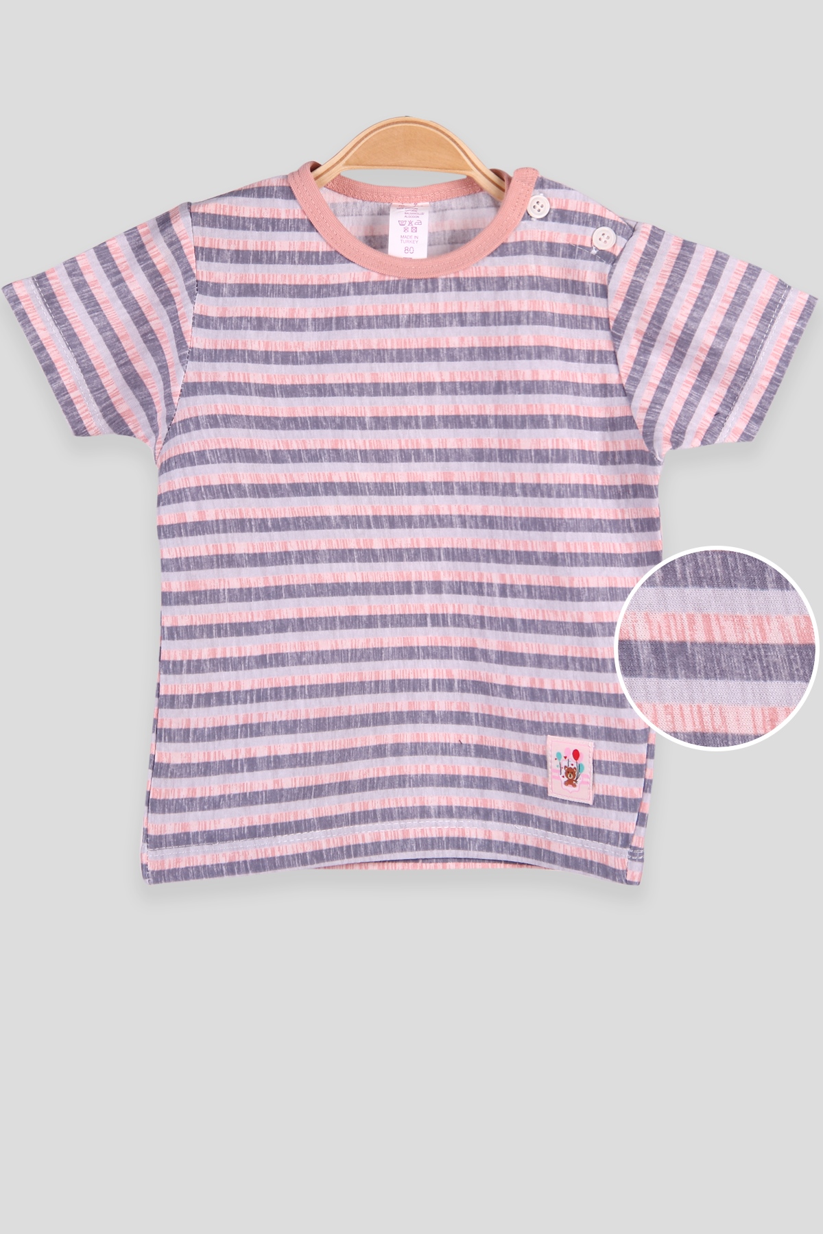 Breeze Kız Bebek Tişört Patlı Çizgili Gri (1-4 Yaş)