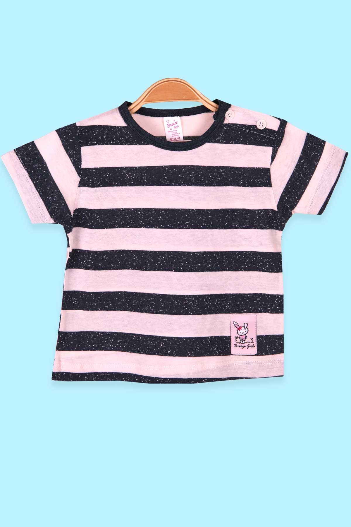 Breeze Kız Bebek Tişört Patlı Çizgili Petrol Yeşili (1-4 Yaş)