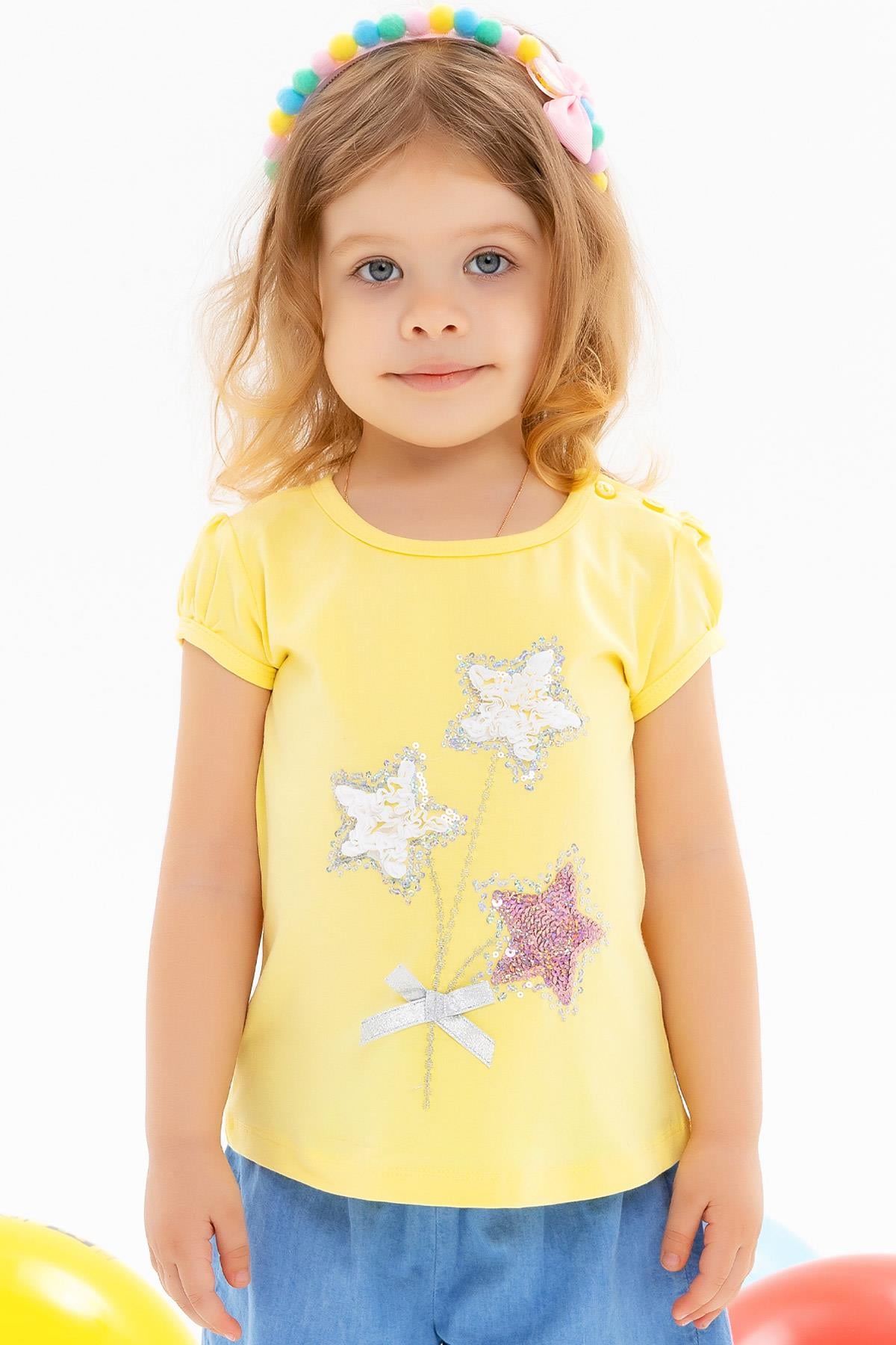 Breeze Kız Bebek Tişört Yıldız İşlemeli Pullu Sarı (1.5 Yaş)
