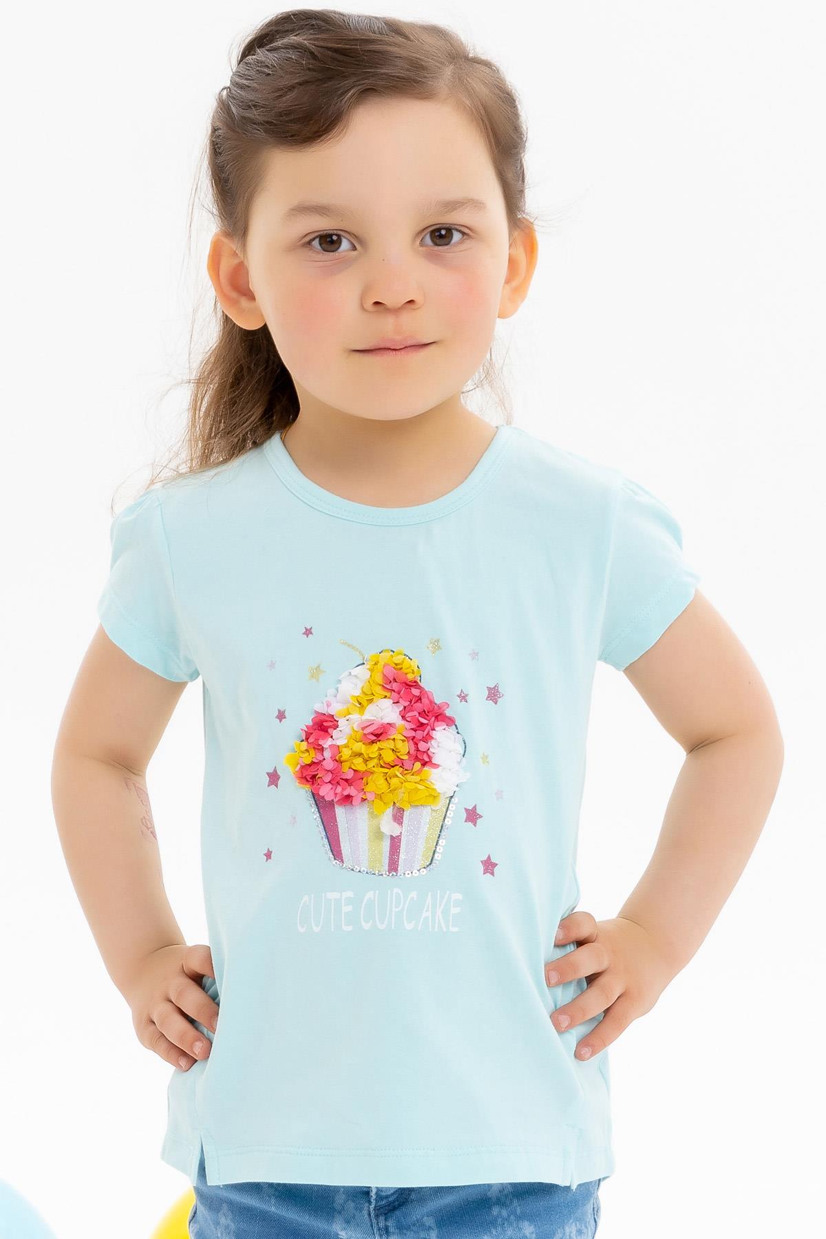 Breeze Kız Bebek Tişört Yıldızlı Pullu Turkuaz (1.5 Yaş)