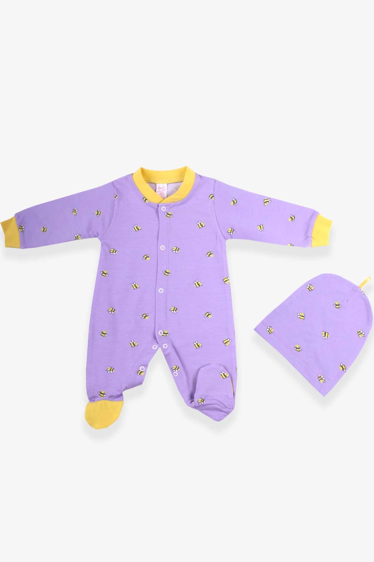 Breeze Kız Bebek Tulum Arı Desenli Lila (0-3-6 Ay)