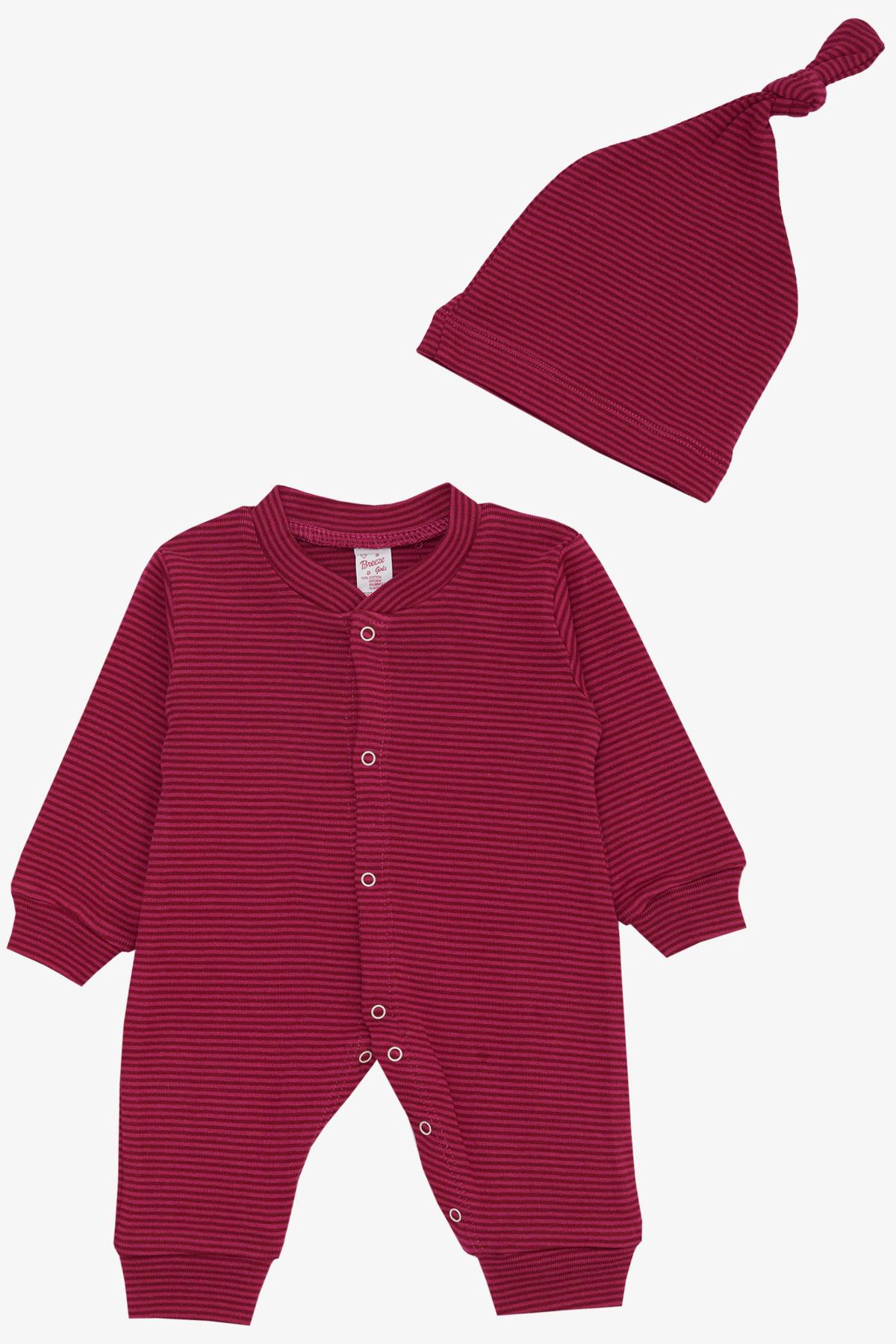 Breeze Kız Bebek Tulum Çizgili Fuşya (0-6 Ay)