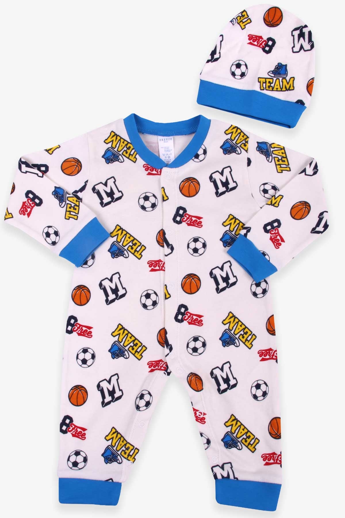 Breeze Kız Bebek Tulum Desenli Şapkalı Set Krem (0-3-6 Ay)