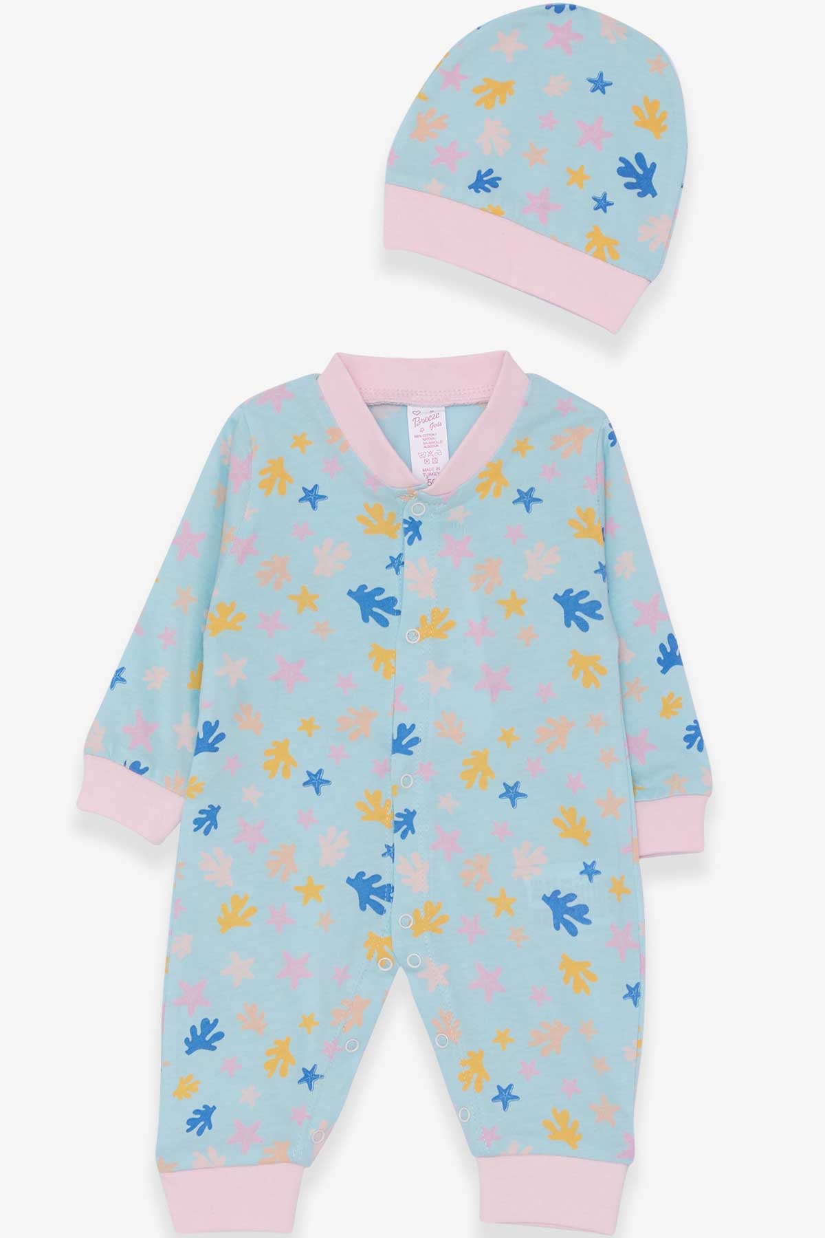 Breeze Kız Bebek Tulum Desenli Su Yeşili (0-3 Ay-6 Ay)
