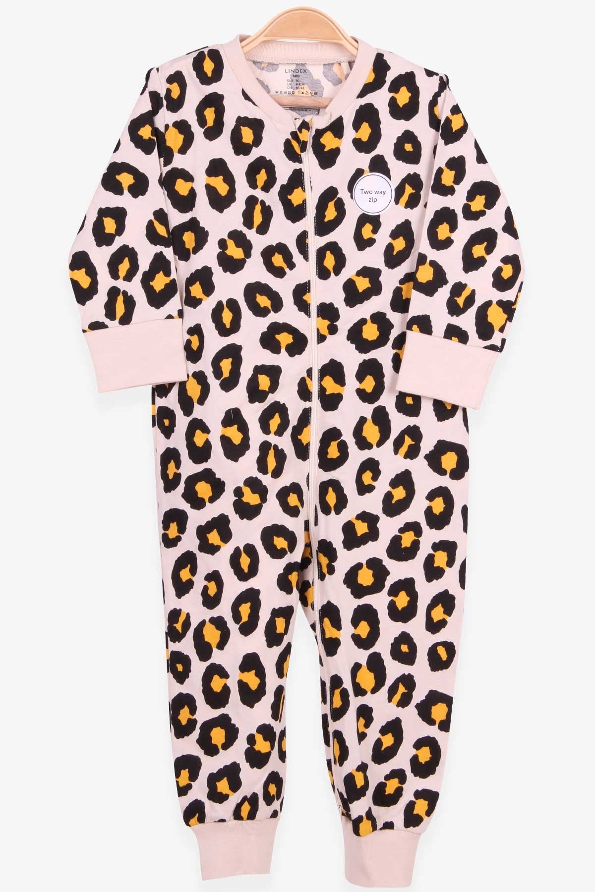 Breeze Kız Bebek Tulum Fermuarlı Leopar Desenli Krem (0-3 Ay-2 Yaş)