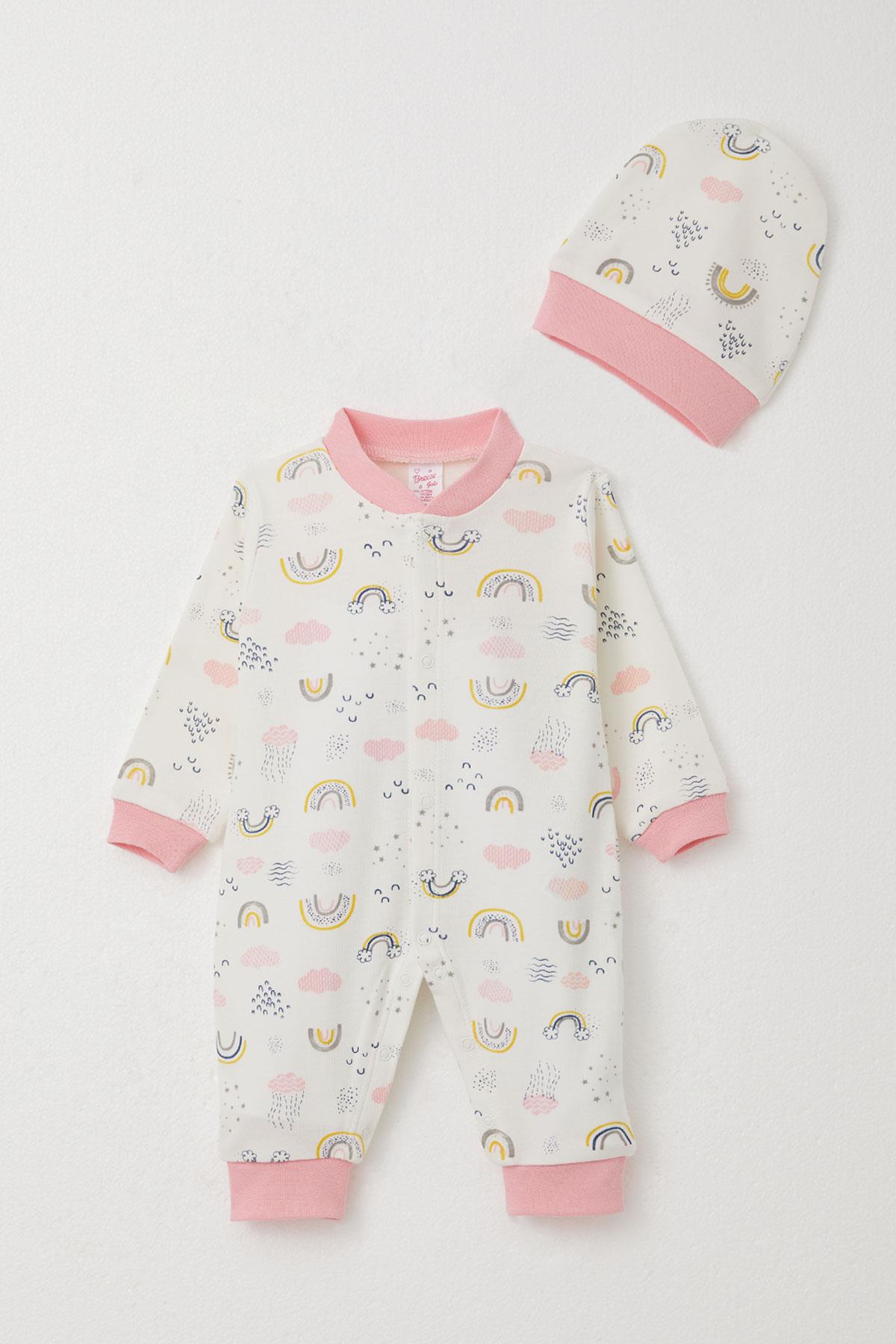 Breeze Kız Bebek Tulum Gökyüzü Temalı Ekru (0-6 Ay)