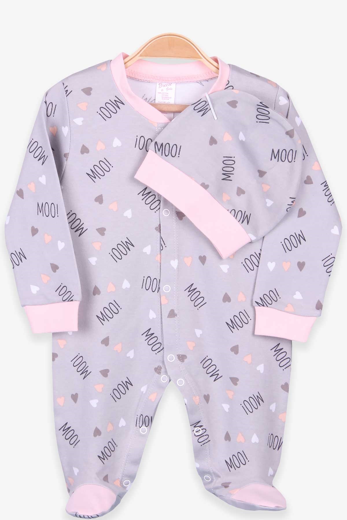 Breeze Kız Bebek Tulum Kalpli Şapkalı Set Gri (0-3-6 Ay)