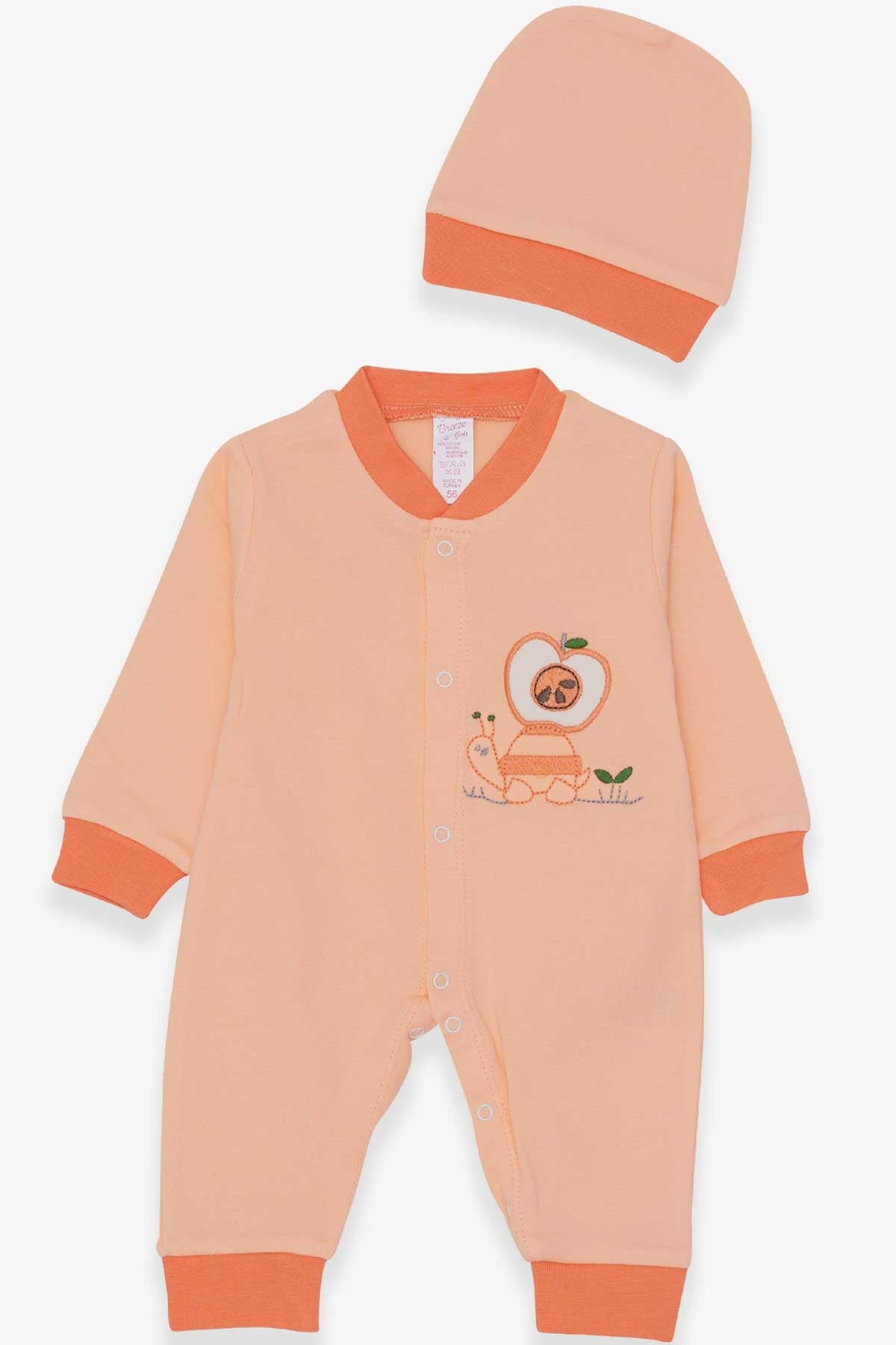 Breeze Kız Bebek Tulum Kaplumbağa Nakışlı Somon (0-3 Ay-6 Ay)