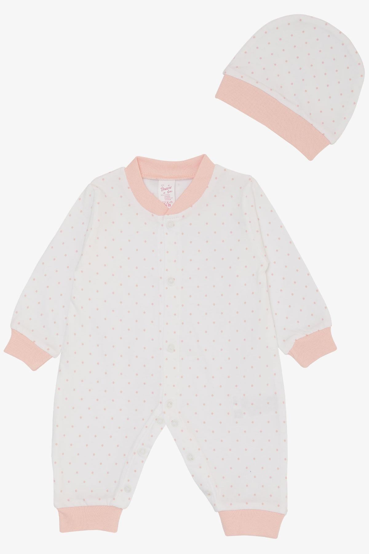Breeze Kız Bebek Tulum Minik Puantiye Desenli Beyaz (0-6 Ay)