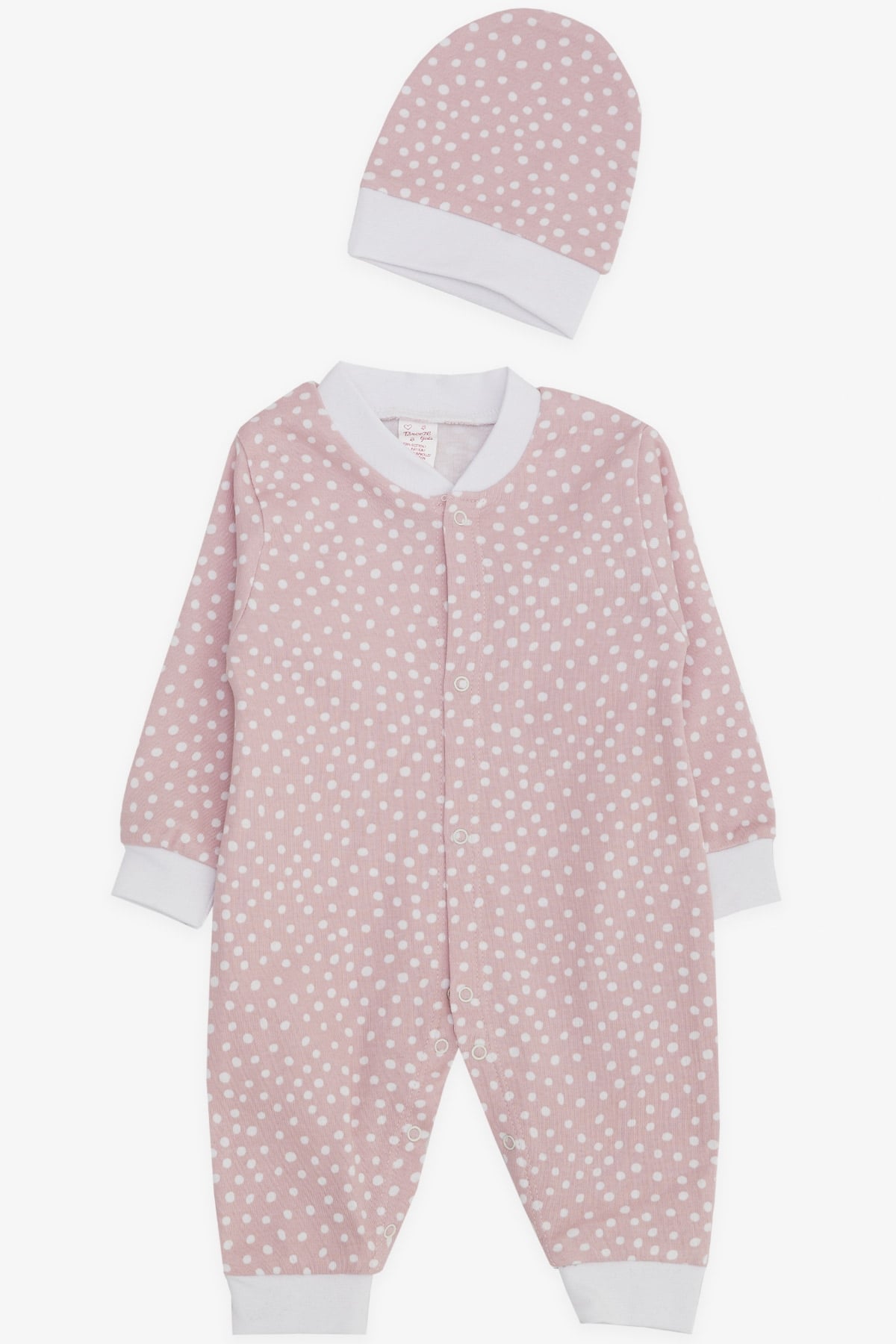 Breeze Kız Bebek Tulum Minik Puantiye Desenli Pembe (0-3 Ay-6 Ay)