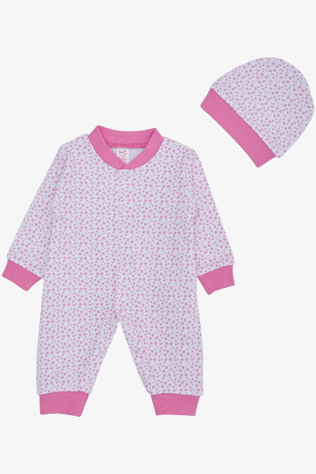 Breeze Kız Bebek Tulum Minik Yıldız Desenli Beyaz (0-6 Ay)