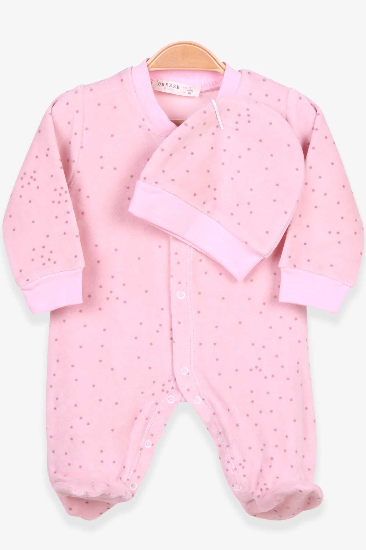 Breeze Kız Bebek Tulum Puantiye Desenli Pudra (0-3 Ay-6 Ay)