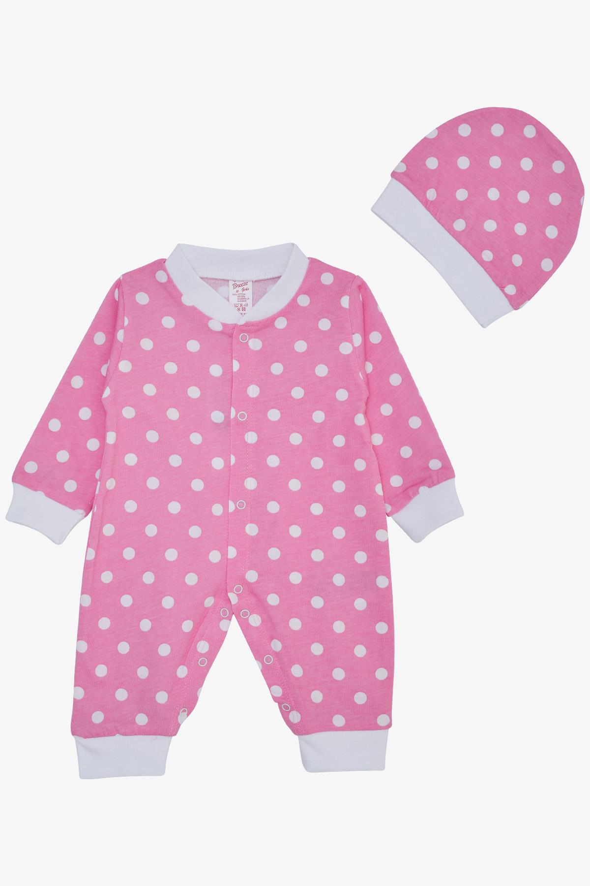 Breeze Kız Bebek Tulum Puantiye Desenli Pembe (0-6 Ay)