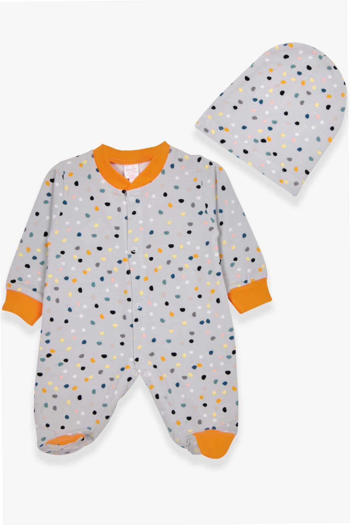 Breeze Kız Bebek Tulum Puantiye Desenli Buz Mavisi (0-3 Ay-6 Ay)