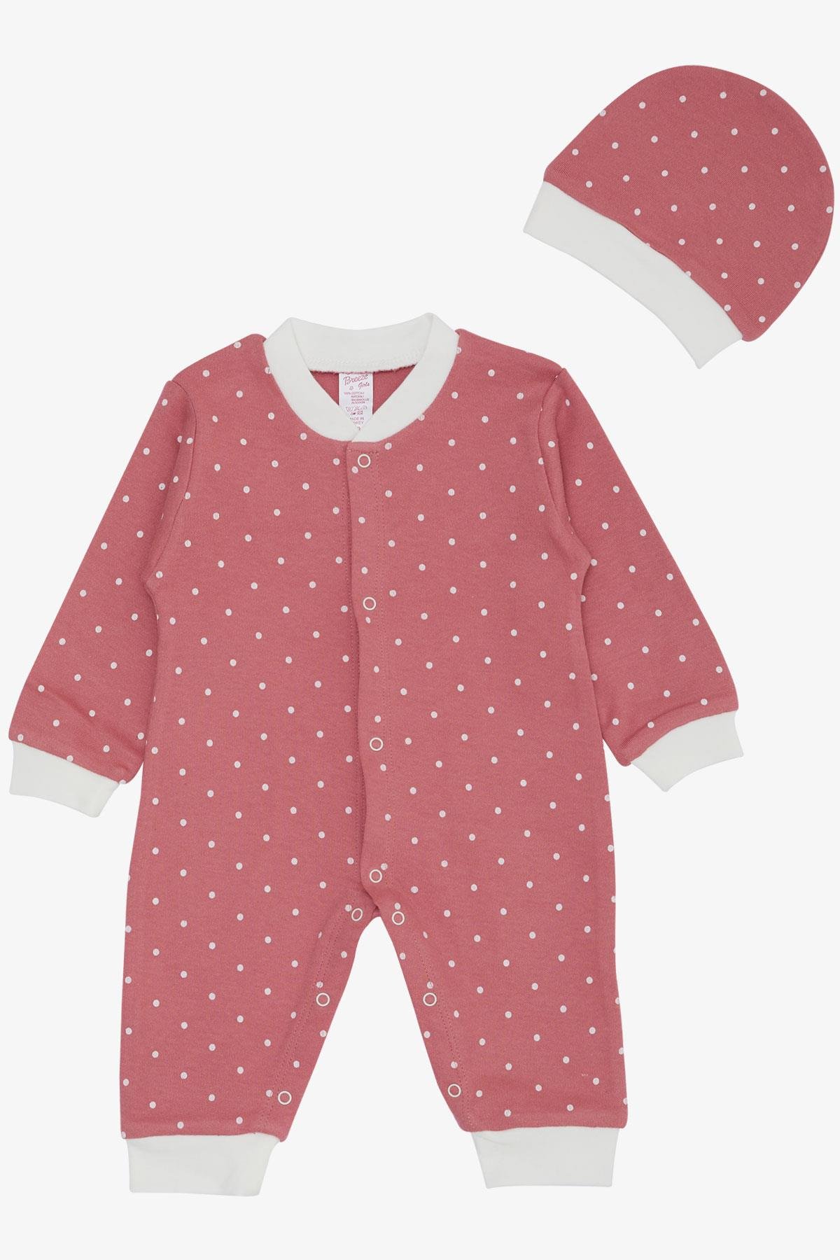 Breeze Kız Bebek Tulum Puantiyeli Gülkurusu (0-6 Ay)