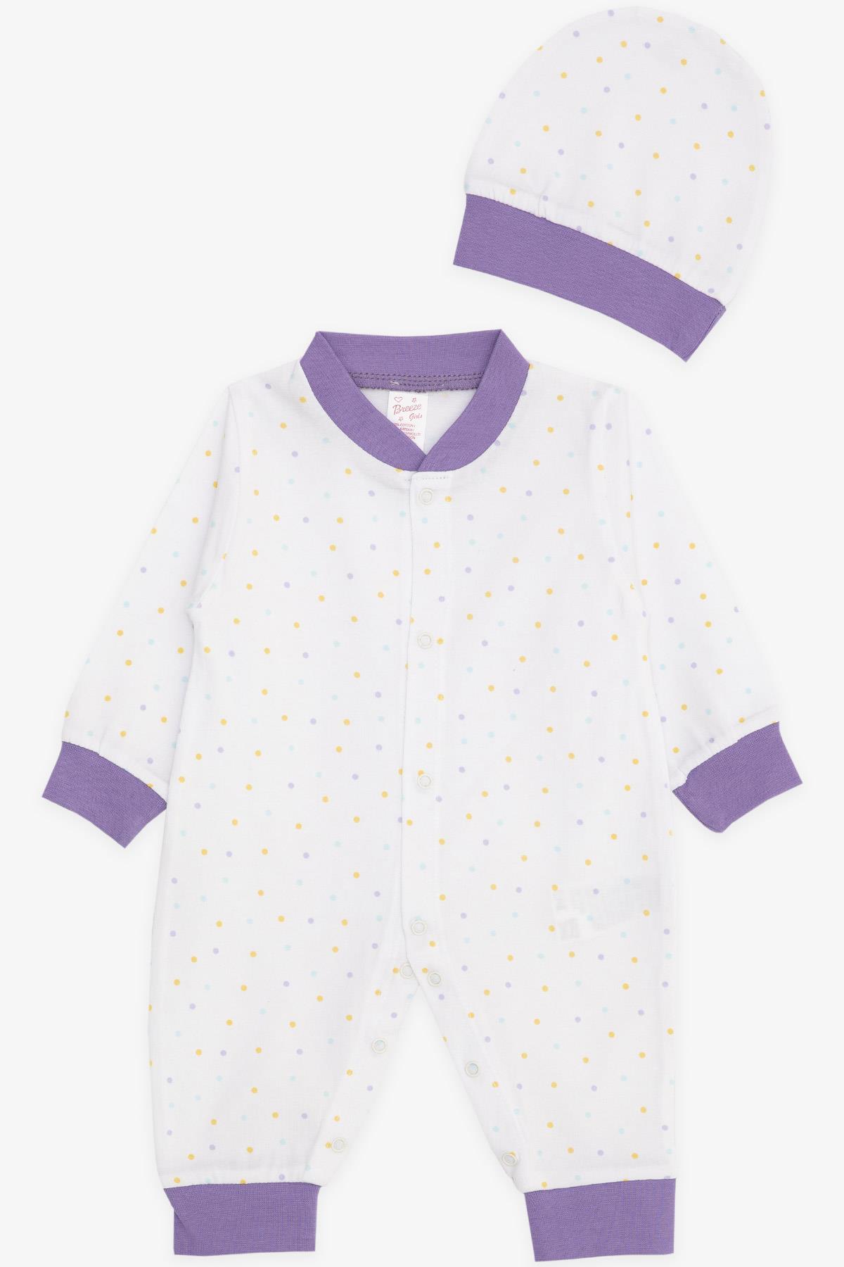 Breeze Kız Bebek Tulum Renkli Puantiye Desenli Beyaz (0-3 Ay-6 Ay)