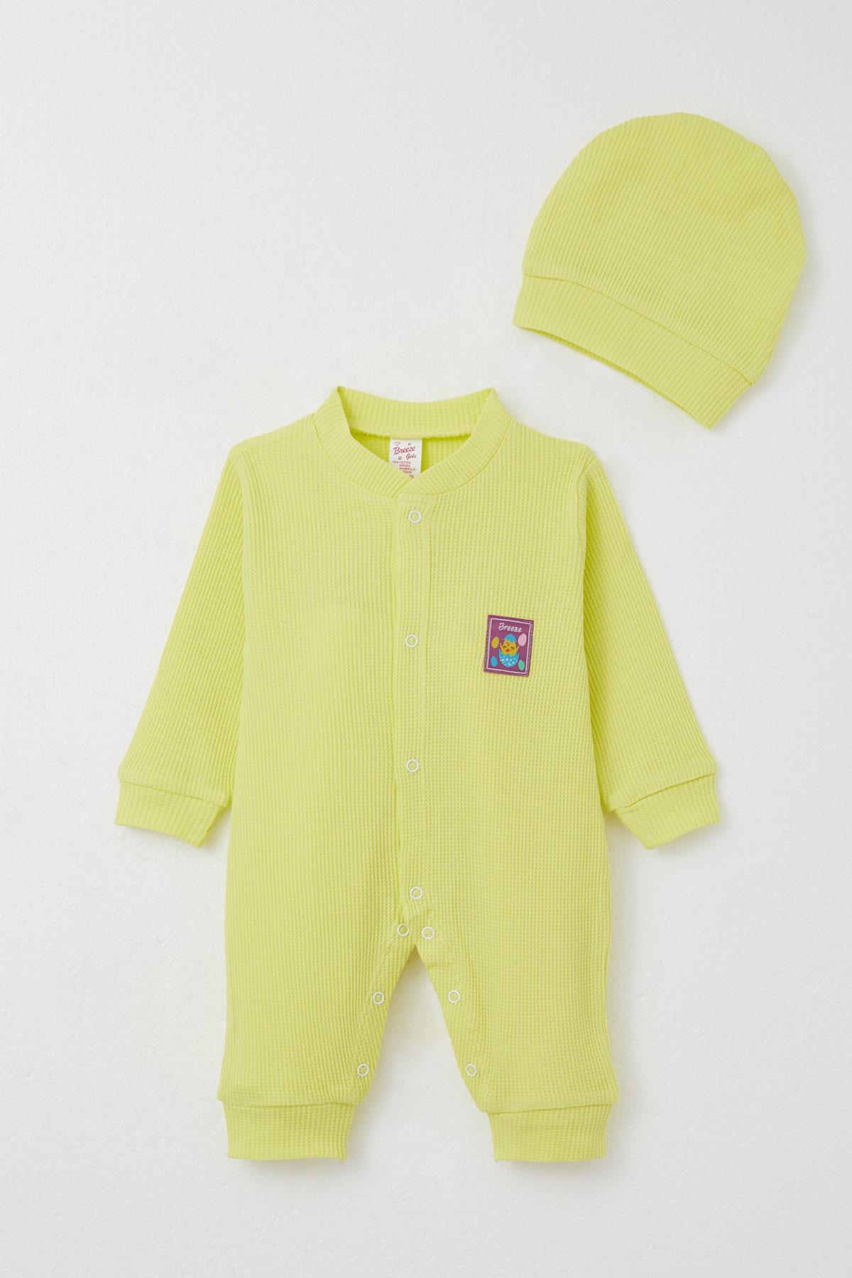 Breeze Kız Bebek Tulum Sevimli Civciv Armalı Neon Sarı (0-6 Ay)