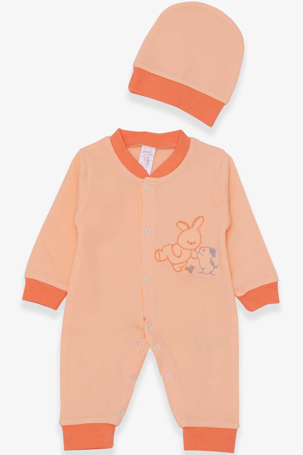 Breeze Kız Bebek Tulum Tavşancık Nakışlı Somon (0-3 Ay-6 Ay)