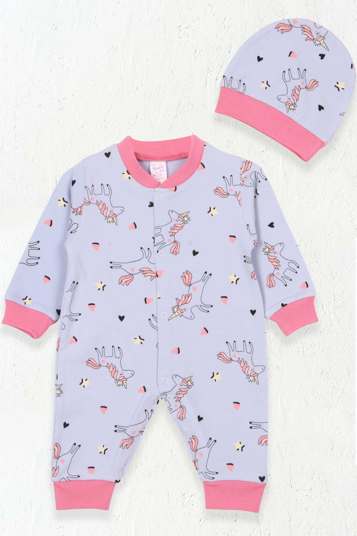 Breeze Kız Bebek Tulum Unicorn Buz Mavisi (0-3-6 Ay)