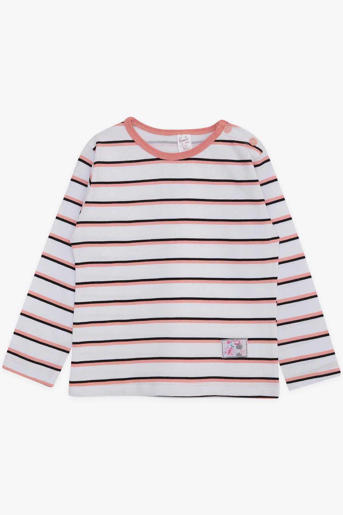 Breeze Kız Bebek Uzun Kollu Tişört Çizgili Patlı Kelebek Baskılı Karışık Renk (9 Ay-3 Yaş)