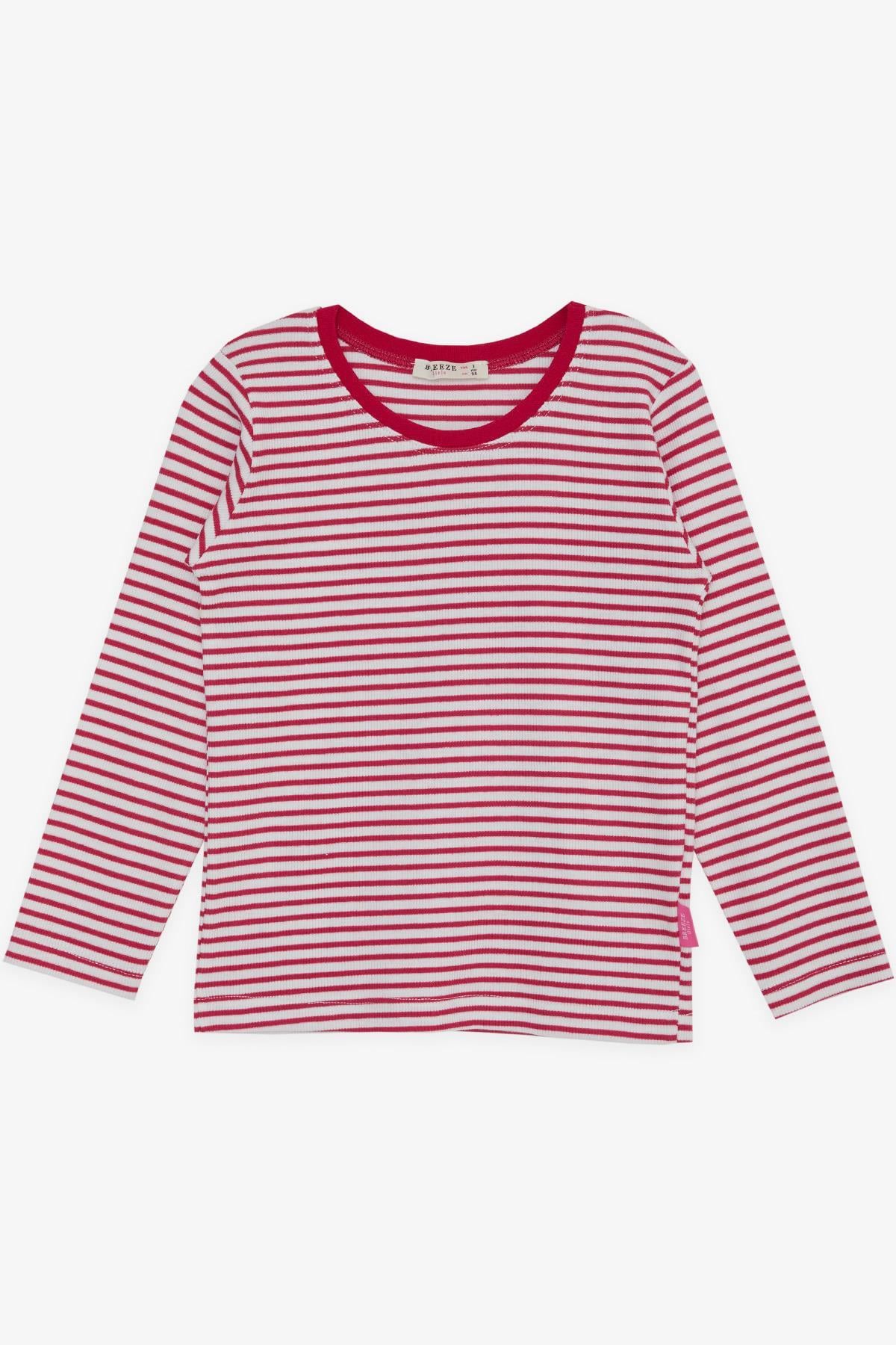Breeze Kız Bebek Uzun Kollu Tişört Çizgili Fuşya (9 Ay-3 Yaş)