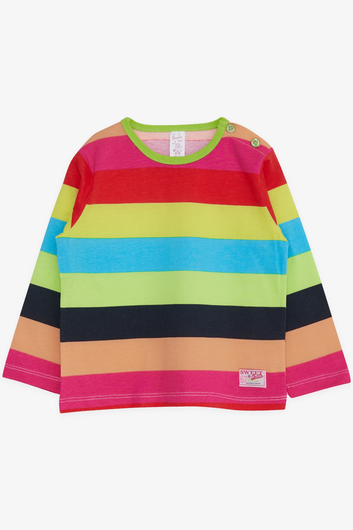Breeze Kız Bebek Uzun Kollu Tişört Çizgili Bebek Baskılı Karışık Renk (9 Ay-3 Yaş)