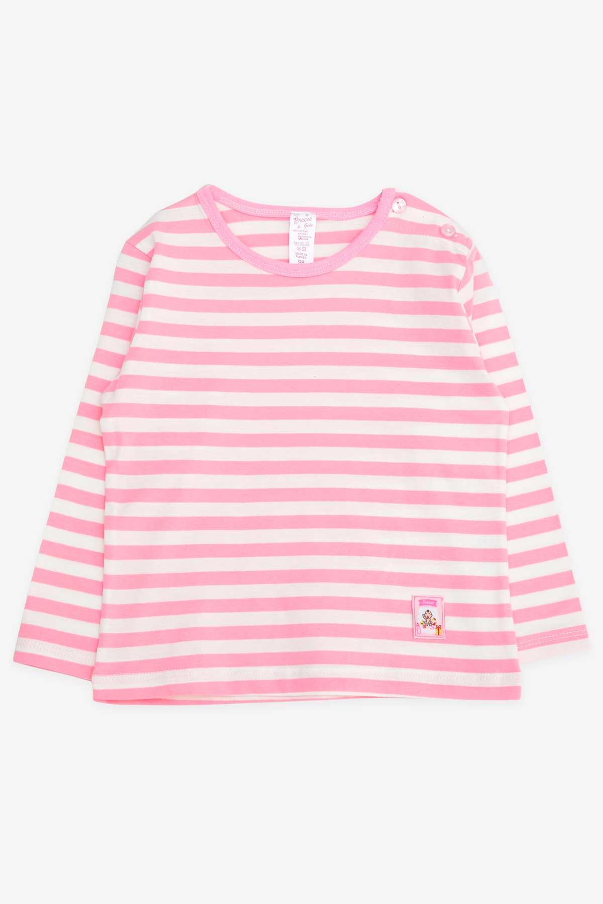 Breeze Kız Bebek Uzun Kollu Tişört Çizgili Pembe (9 Ay-3 Yaş)