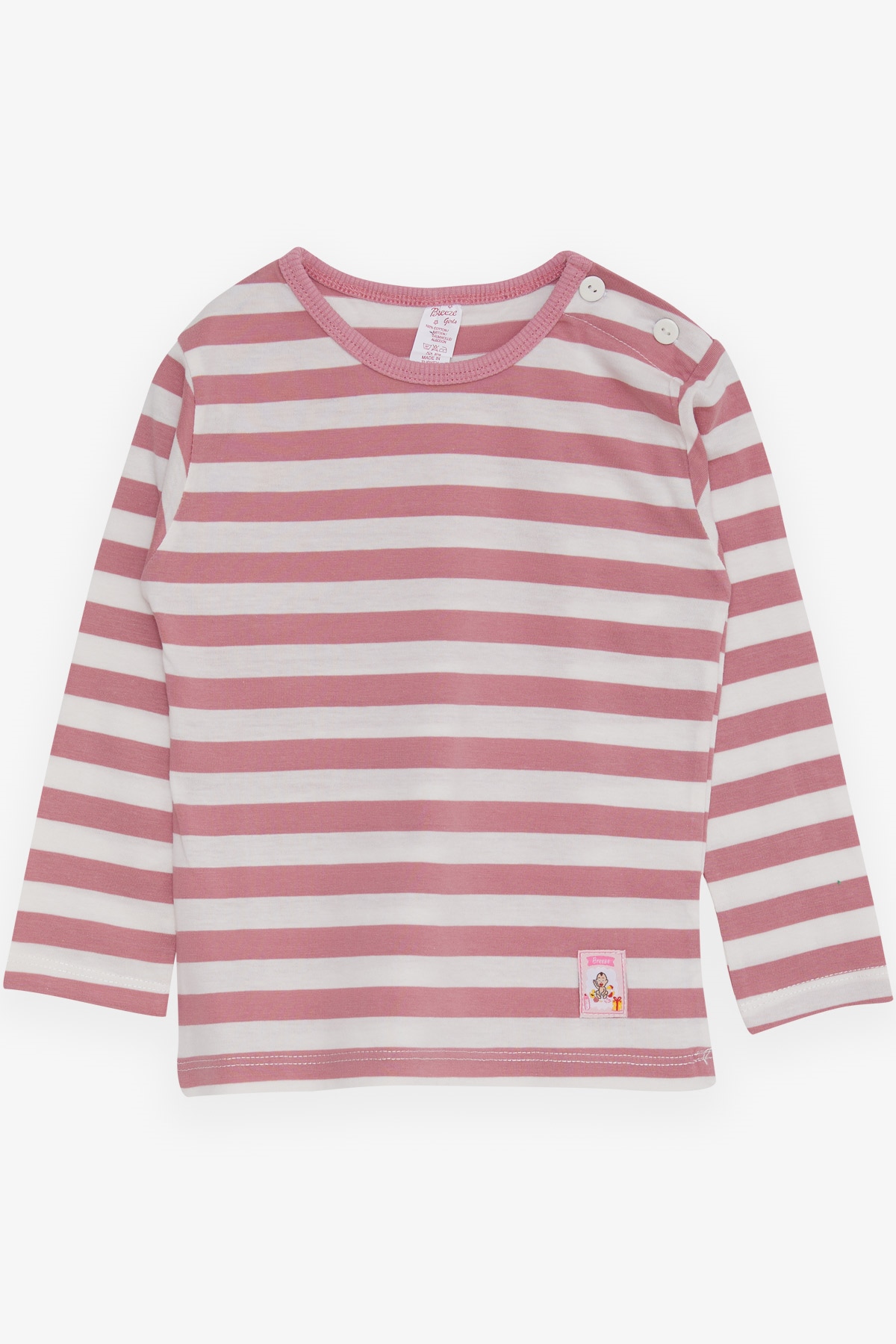 Breeze Kız Bebek Uzun Kollu Tişört Çizgili Gülkurusu (9 Ay-3 Yaş)