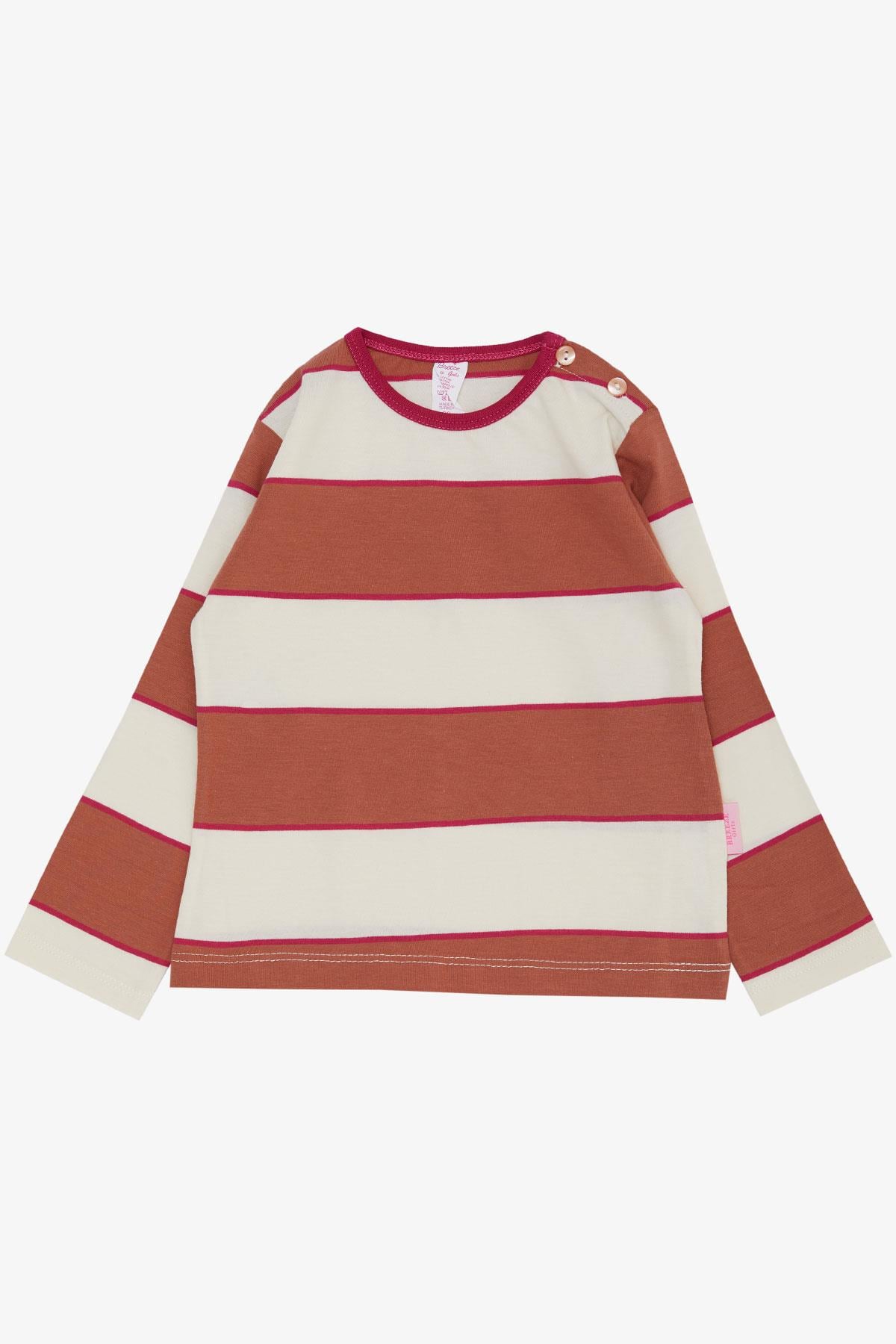 Breeze Kız Bebek Uzun Kollu Tişört Çizgili Patlı Karışık Renk (9 Ay-3 Yaş)