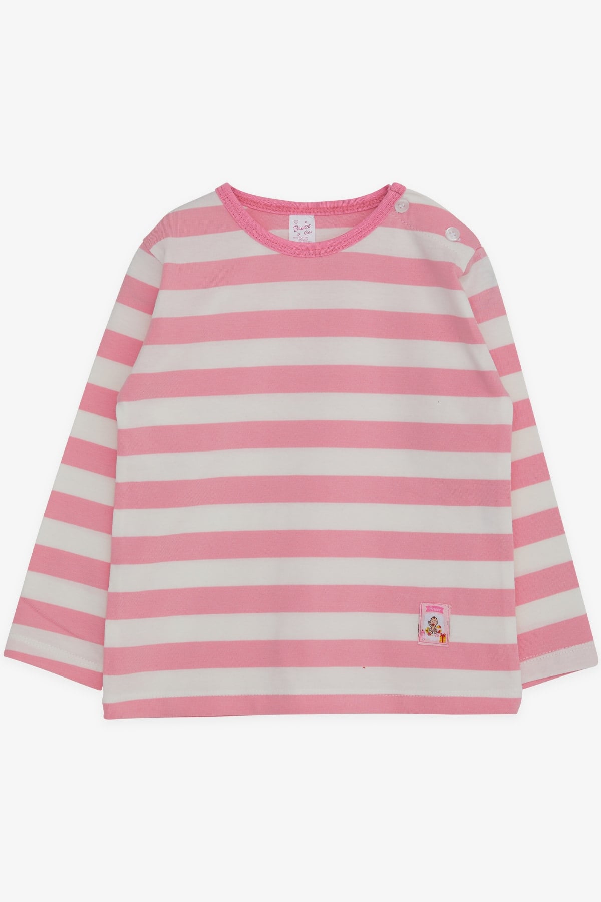 Breeze Kız Bebek Uzun Kollu Tişört Çizgili Pembe (9 Ay-3 Yaş)