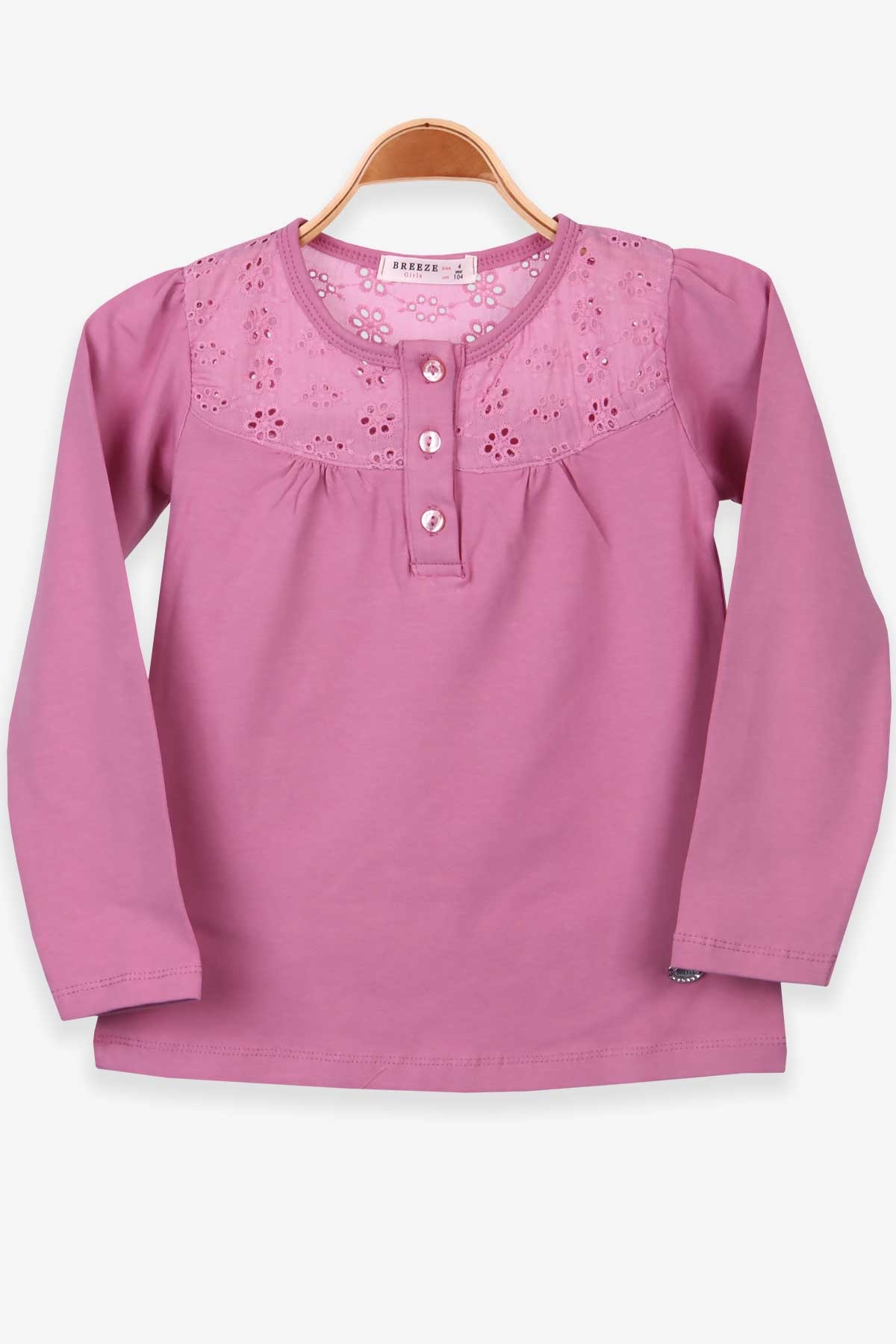 Breeze Kız Bebek Uzun Kollu Tişört Fistolu Gülkurusu (9 Ay-3 Yaş)