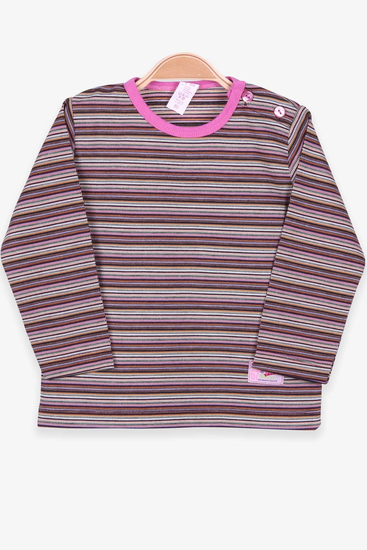 Breeze Kız Bebek Uzun Kollu Tişört Patlı Çizgili Karışık Renk (9 Ay-3 Yaş)