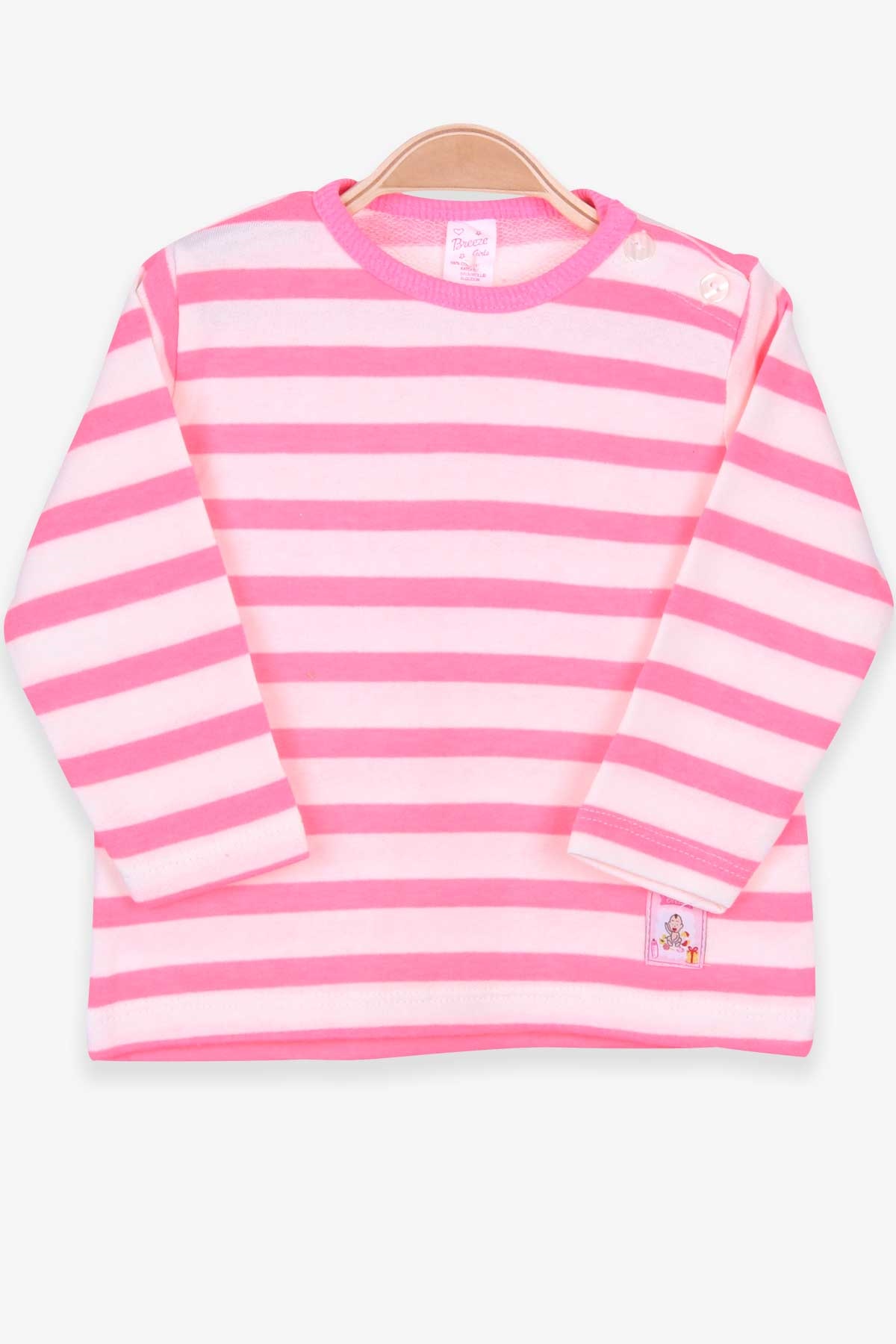 Breeze Kız Bebek Uzun Kollu Tişört Patlı Çizgili Ekru (9 Ay-3 Yaş)