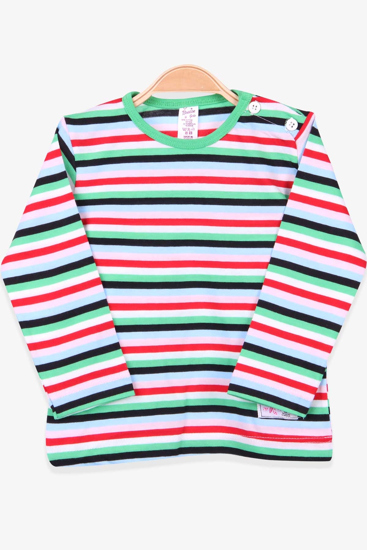 Breeze Kız Bebek Uzun Kollu Tişört Patlı Çizgili Karışık Renk (9 Ay-3 Yaş)