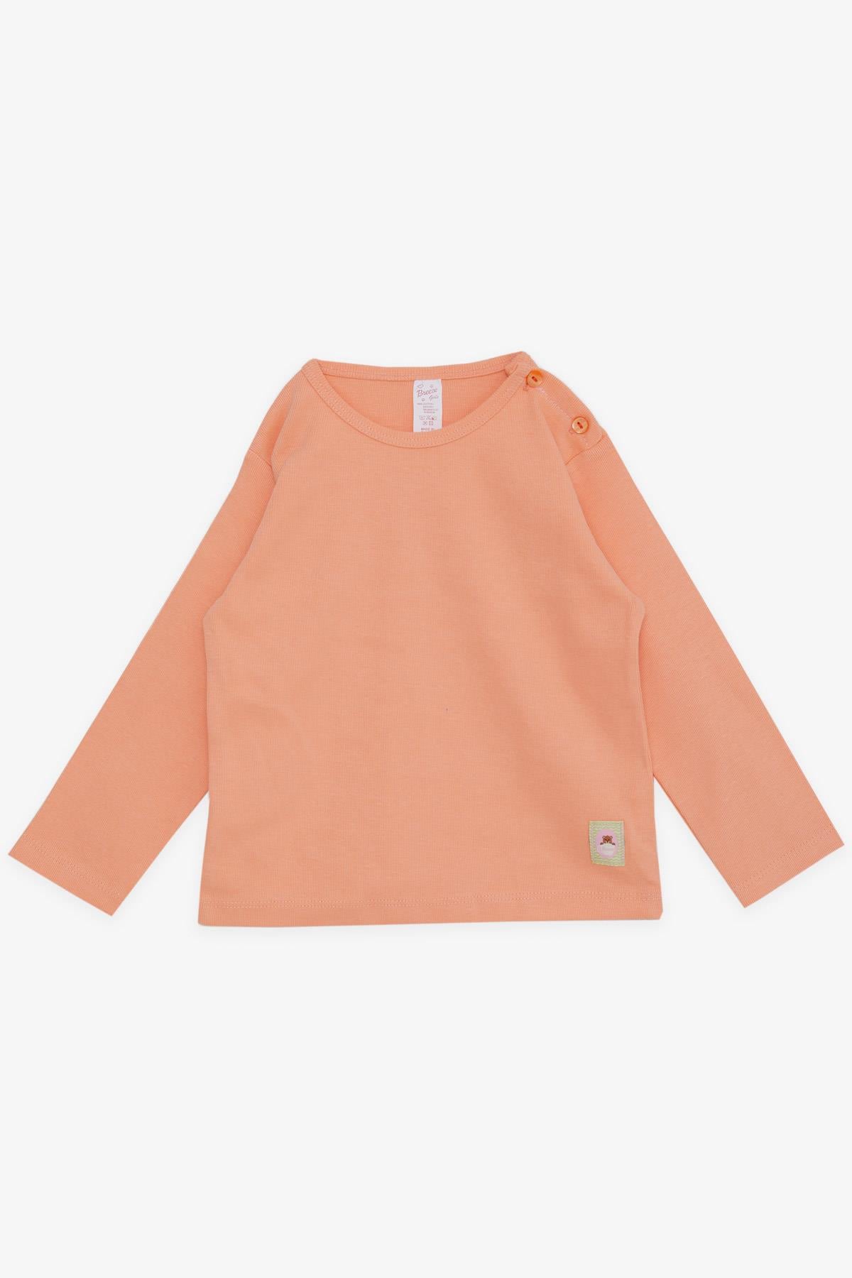 Breeze Kız Bebek Uzun Kollu Tişört Patlı Ayıcık Baskılı Somon (9 Ay-3 Yaş)