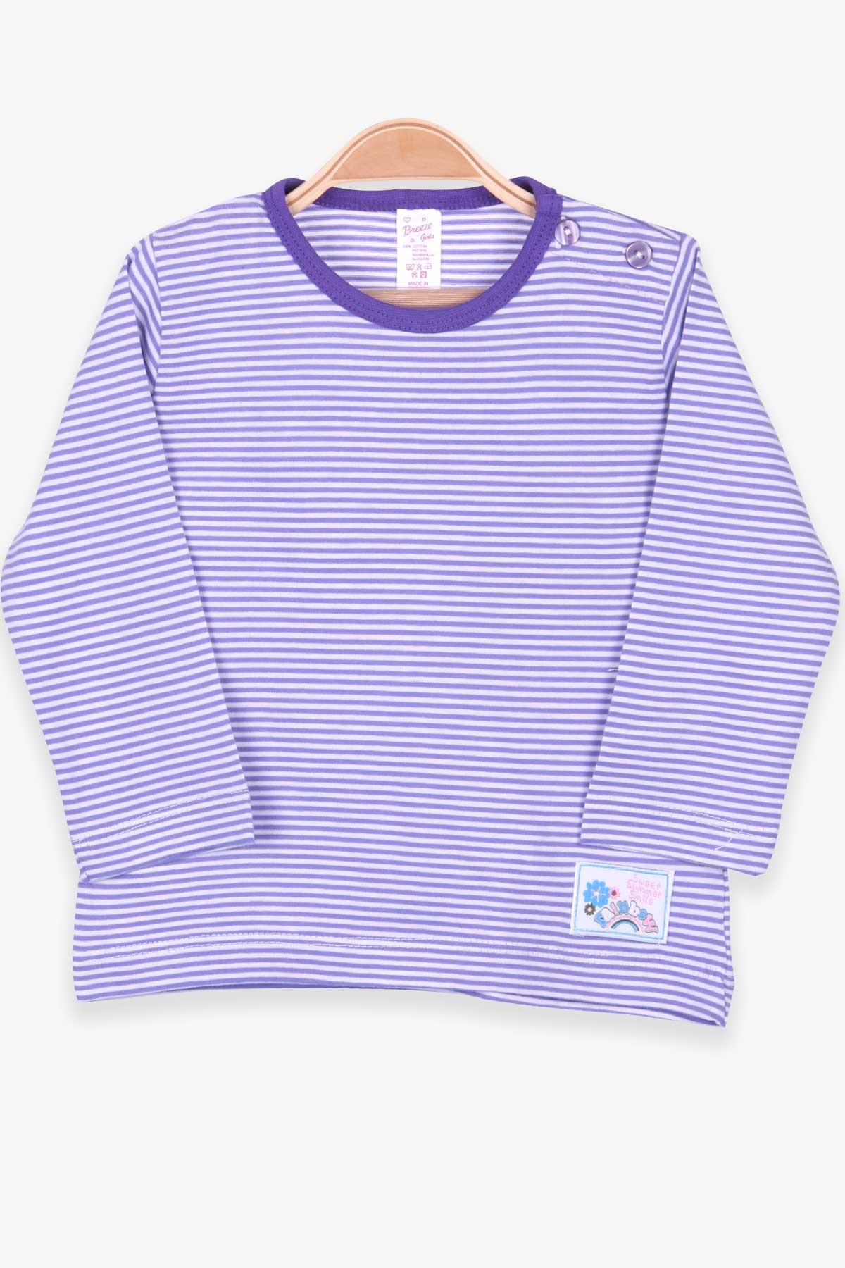 Breeze Kız Bebek Uzun Kollu Tişört Patlı Çizgili Lila (9 Ay-3 Yaş)
