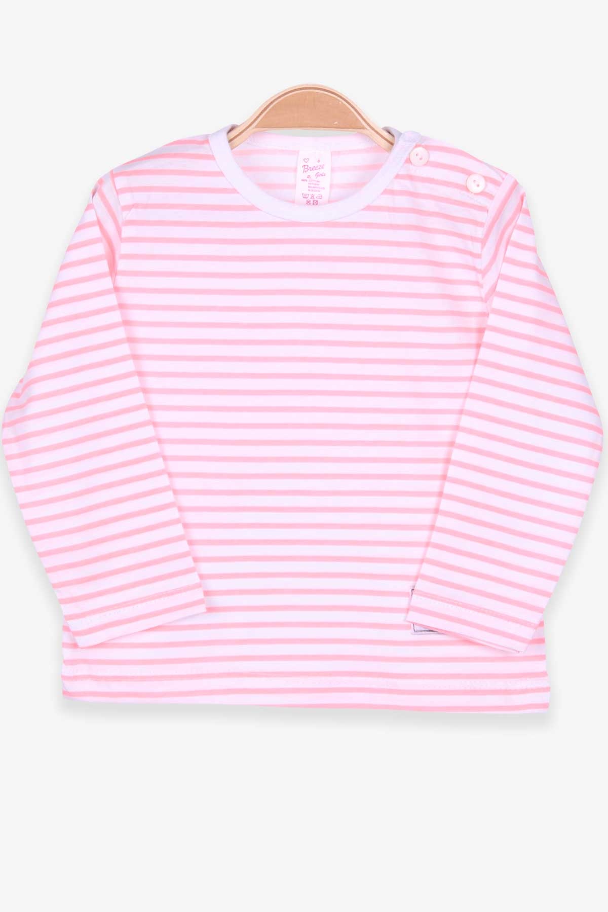 Breeze Kız Bebek Uzun Kollu Tişört Patlı Çizgili Beyaz (9 Ay-3 Yaş)