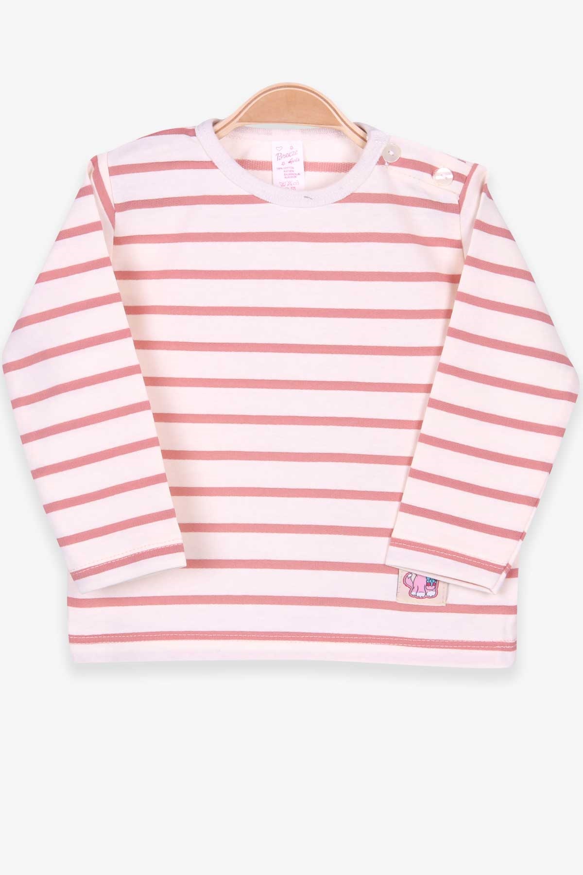 Breeze Kız Bebek Uzun Kollu Tişört Patlı Çizgili Ekru (9 Ay-3 Yaş)