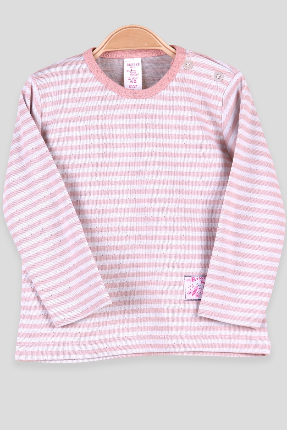 Breeze Kız Bebek Uzun Kollu Tişört Patlı Pudra (9 Ay-3 Yaş)