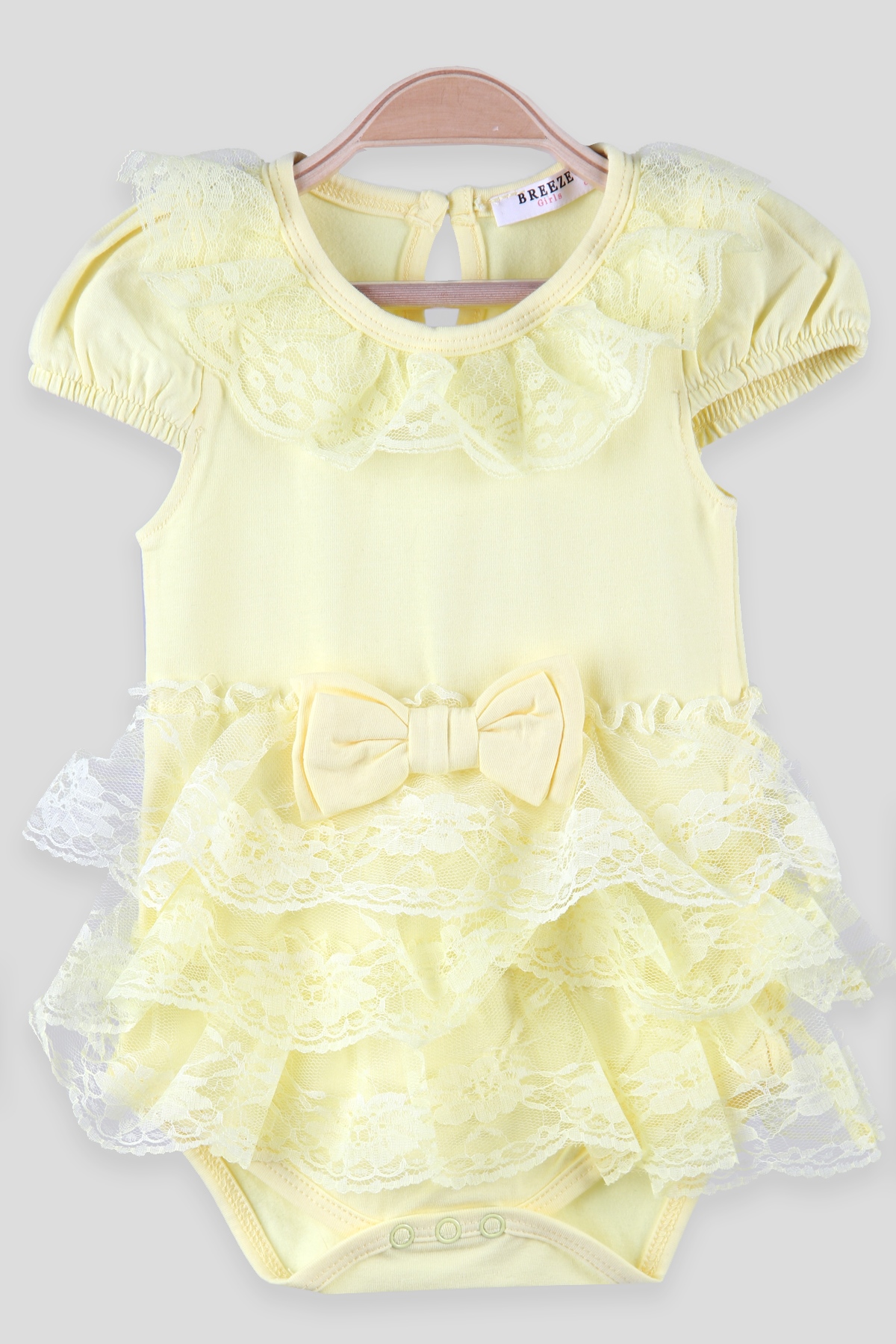 Breeze Kız Bebek Zıbın Dantelli Fiyonklu Sarı (6 Ay-2 Yaş)